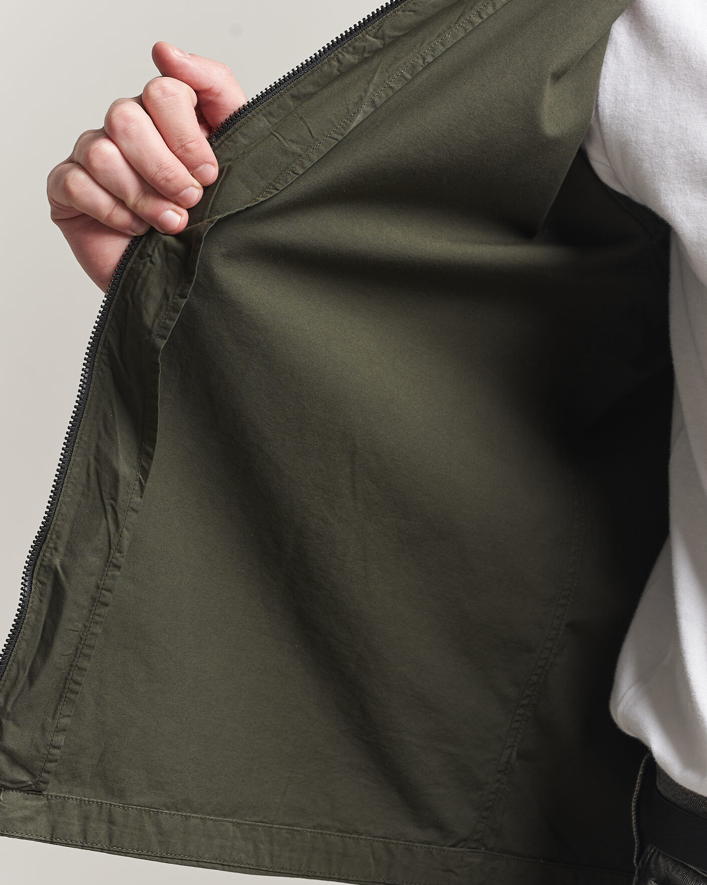 Uomini | Camicie | C.P. Company | Garment Dyed Gabardine Zip Overshirt Dark Green