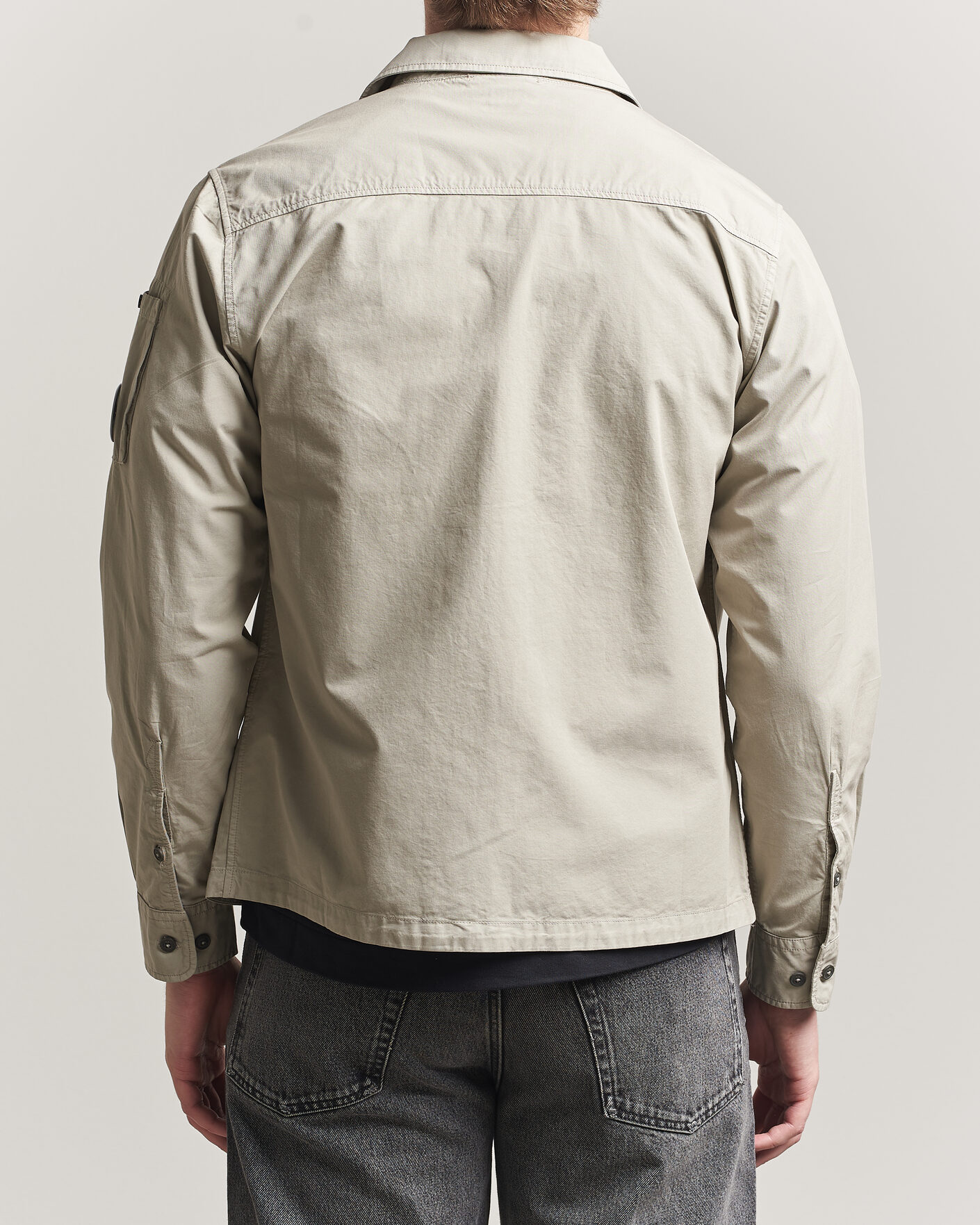 Uomini | Camicie | C.P. Company | Garment Dyed Gabardine Zip Overshirt Light Grey