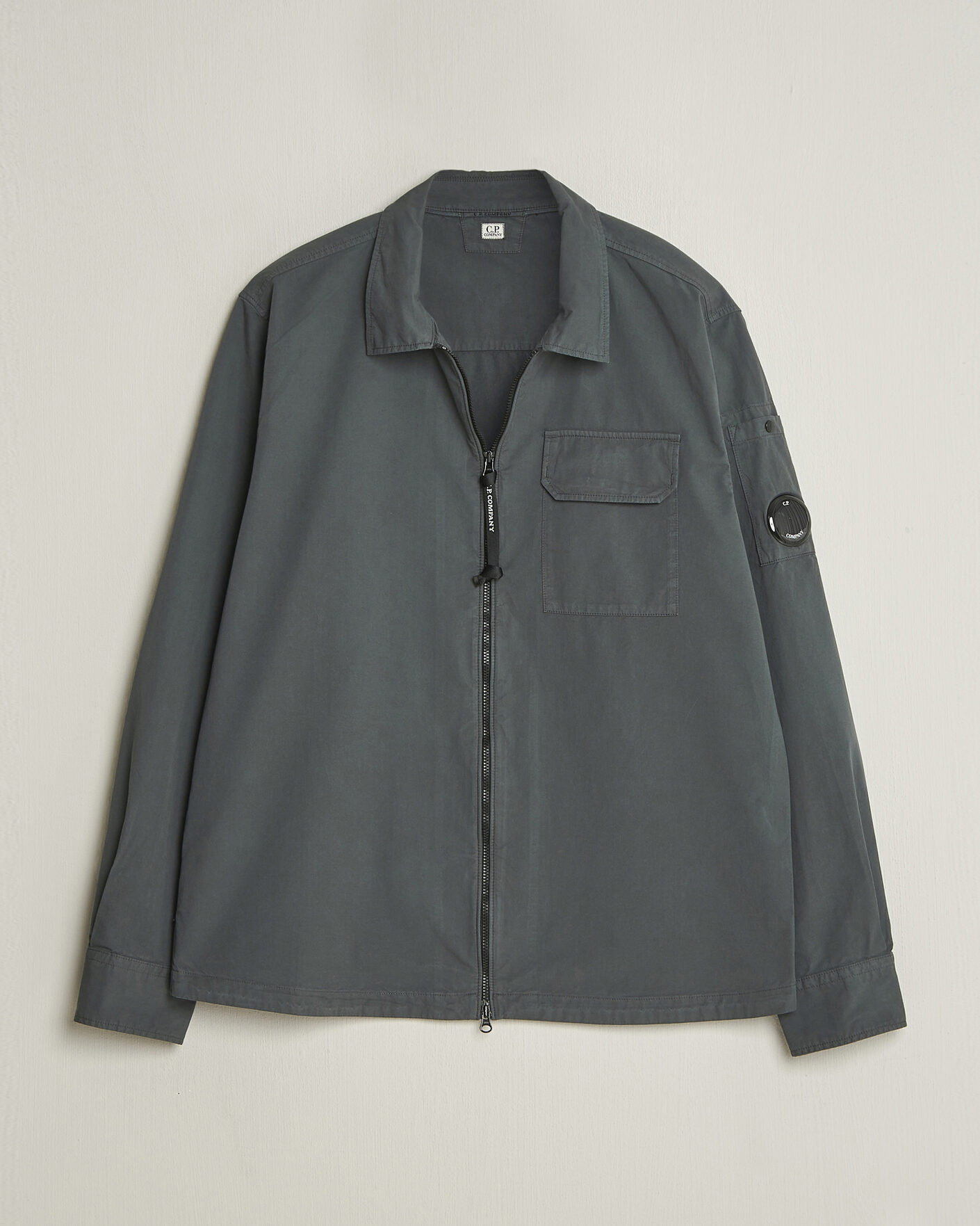 Uomini | Camicie | C.P. Company | Garment Dyed Gabardine Zip Overshirt Dark Grey
