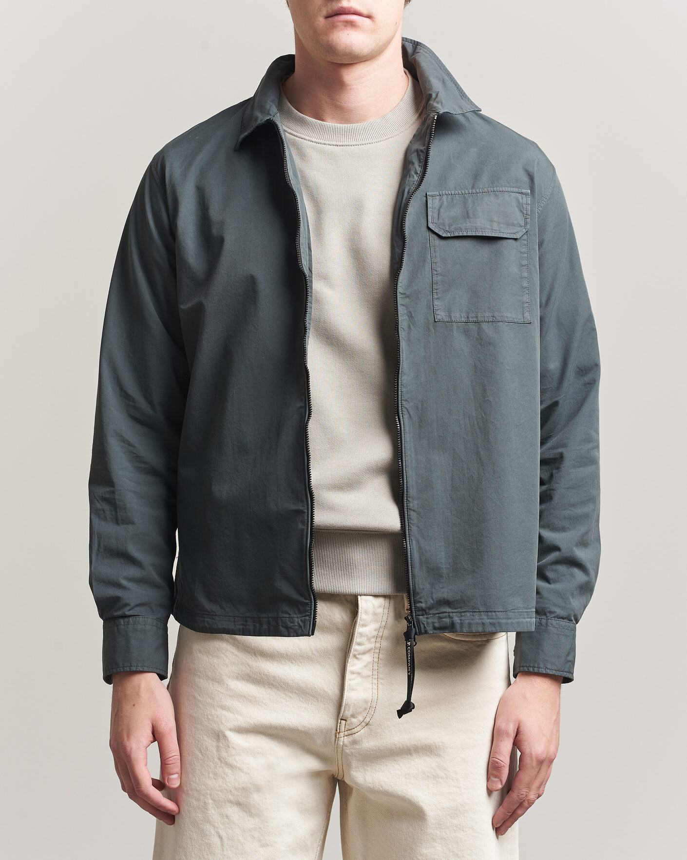 Uomini | Camicie | C.P. Company | Garment Dyed Gabardine Zip Overshirt Dark Grey