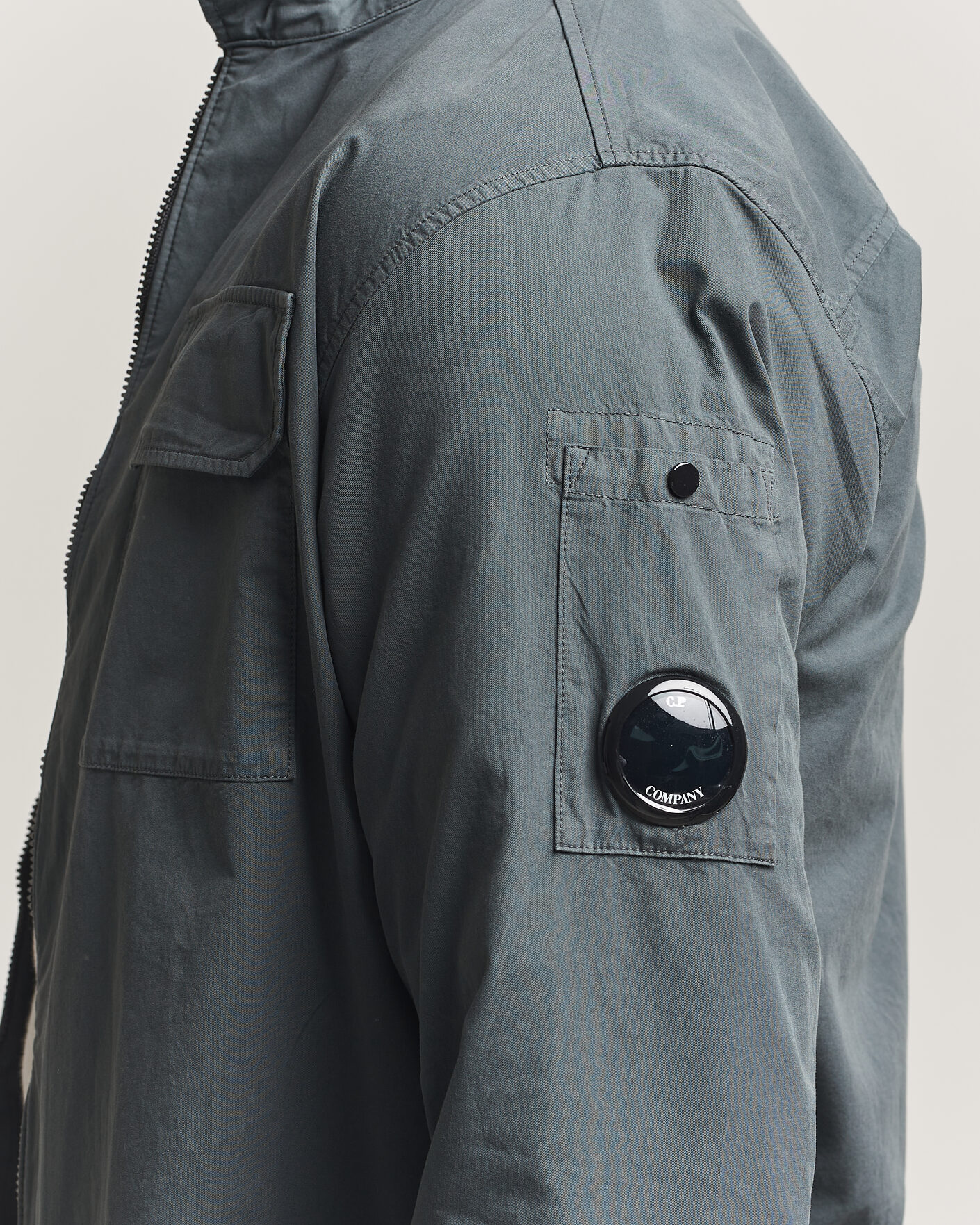 Uomini | Camicie | C.P. Company | Garment Dyed Gabardine Zip Overshirt Dark Grey