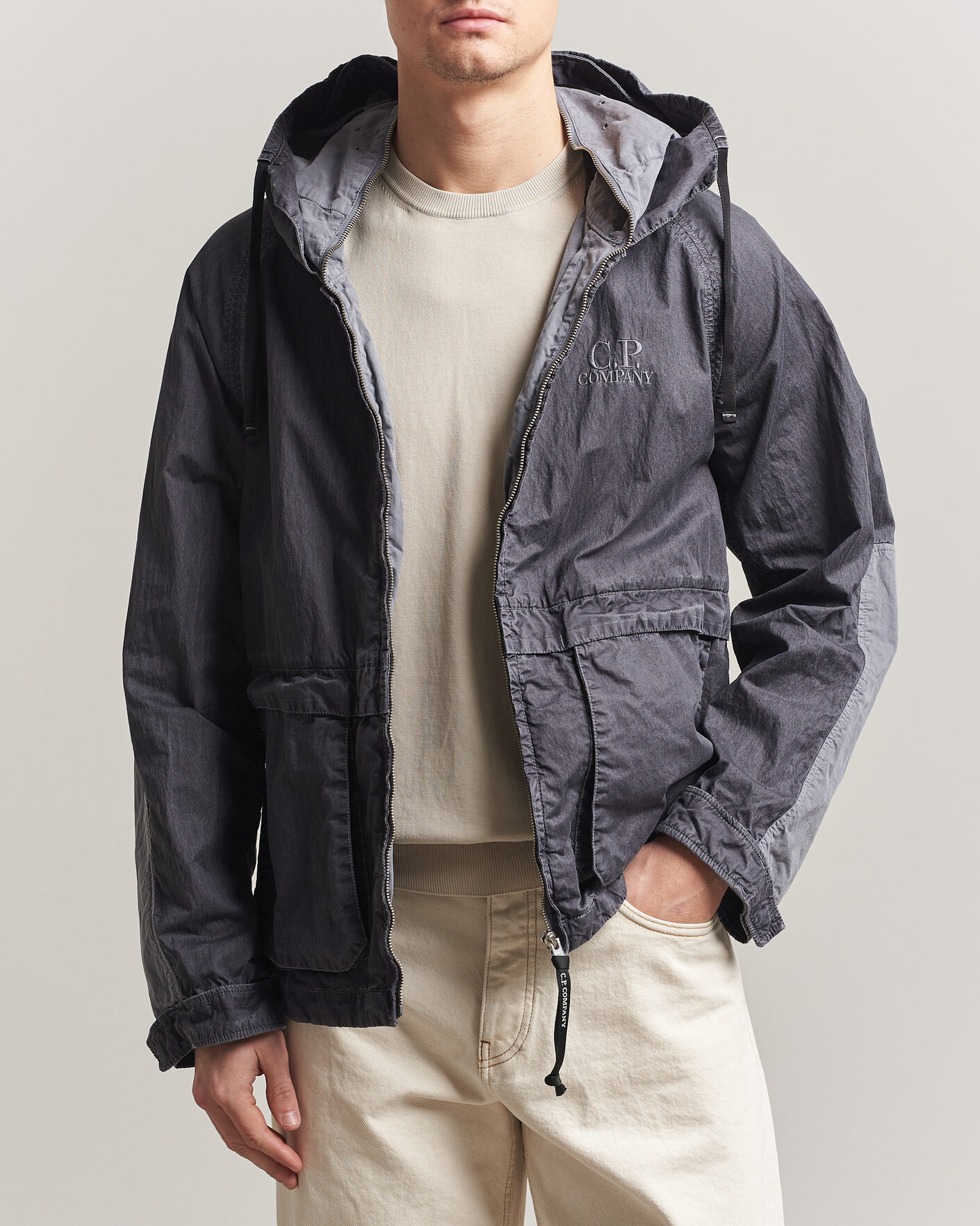 Uomini | Giacche | C.P. Company | 50 Fili Wax Hood Jacket Black