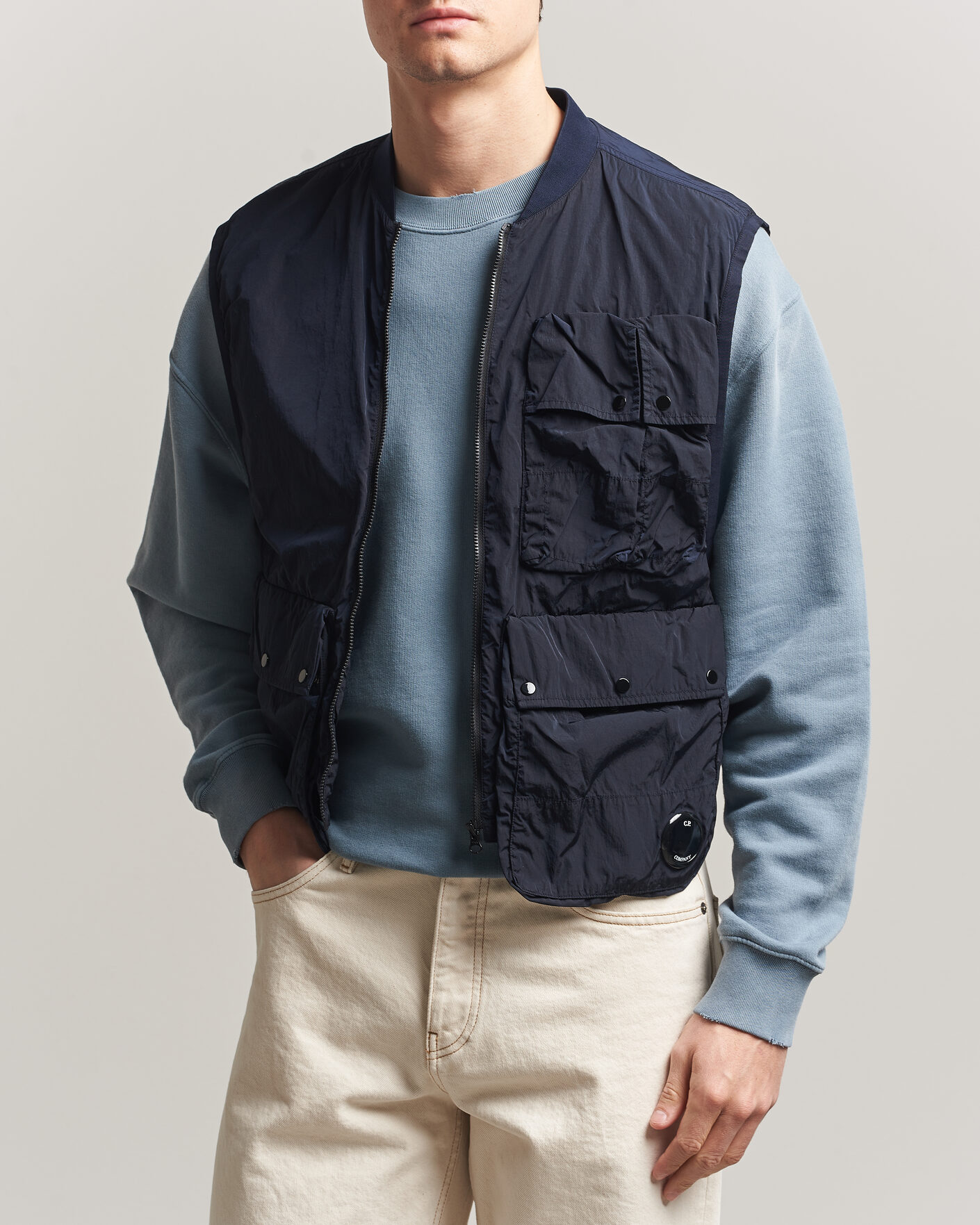 Uomini | Maglieria | C.P. Company | Cotton Mix 2 in 1 Knitted Sweater Navy