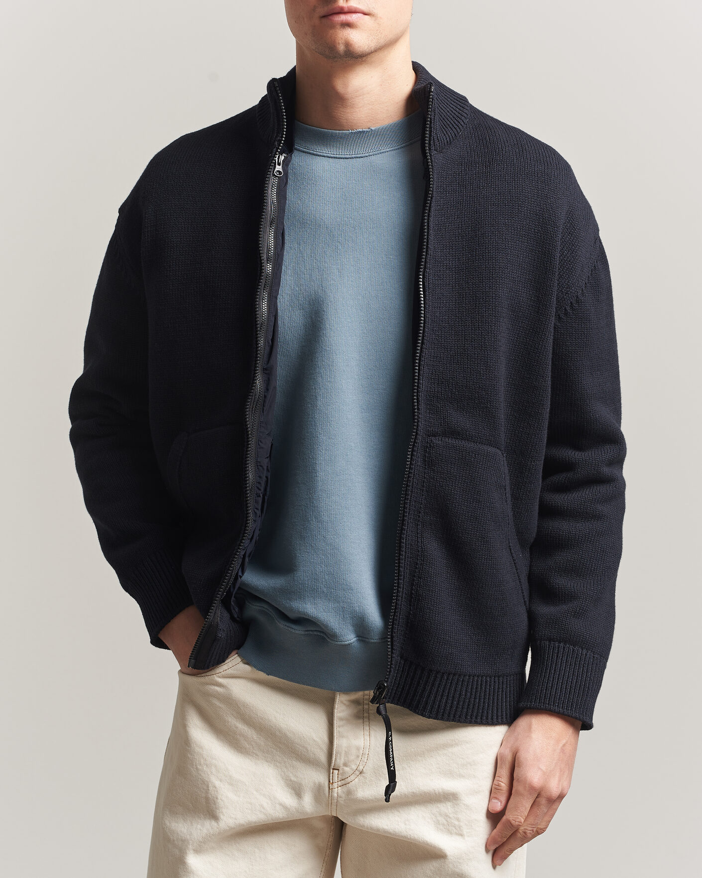 Uomini | Maglieria | C.P. Company | Cotton Mix 2 in 1 Knitted Sweater Navy