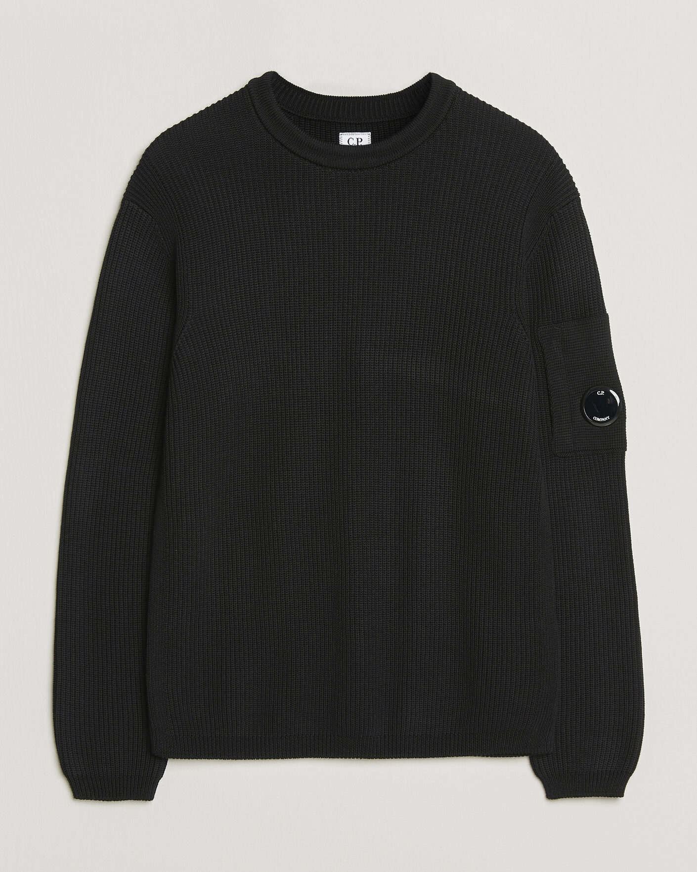 Uomini | Maglieria | C.P. Company | Sea Island Knitted Cotton Crewneck Black