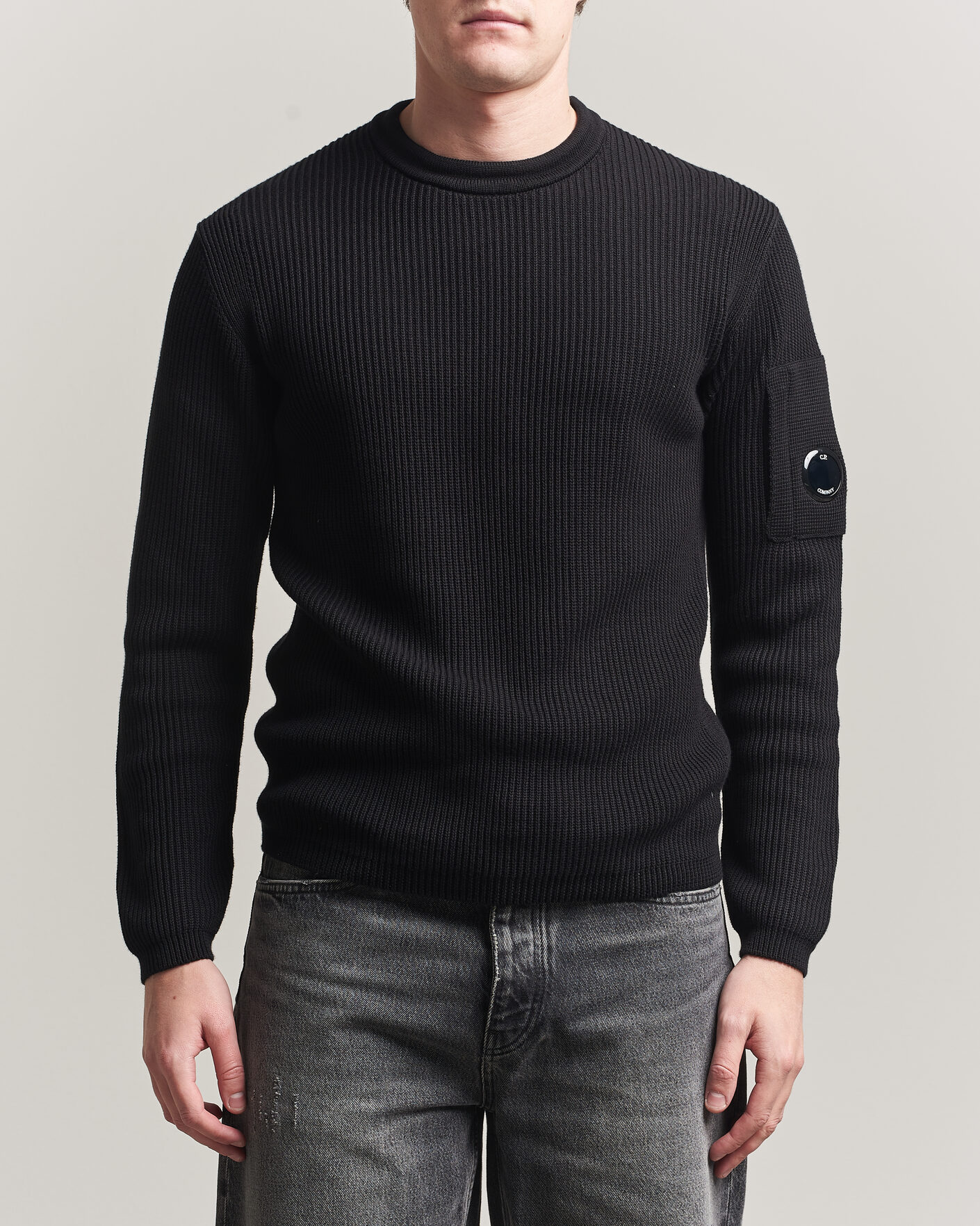 Uomini | Maglieria | C.P. Company | Sea Island Knitted Cotton Crewneck Black
