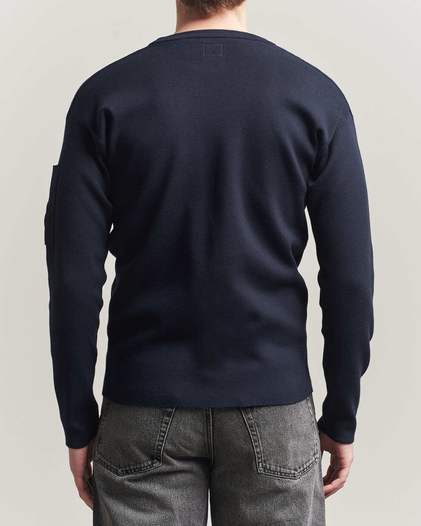 Uomini | Maglieria | C.P. Company | Sea Island Fine Knit Cotton Lens Crewneck Navy