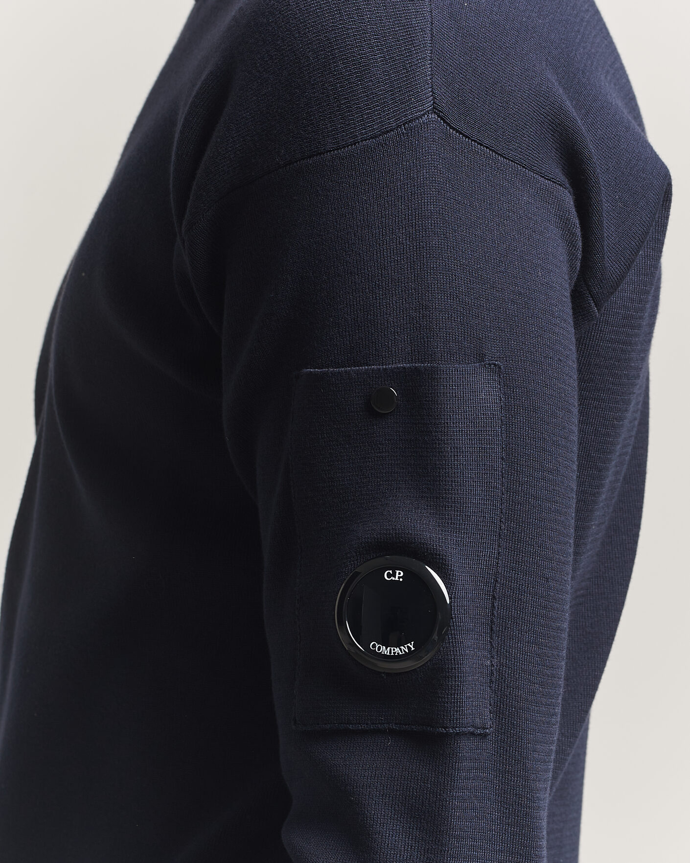 Uomini | Maglieria | C.P. Company | Sea Island Fine Knit Cotton Lens Crewneck Navy