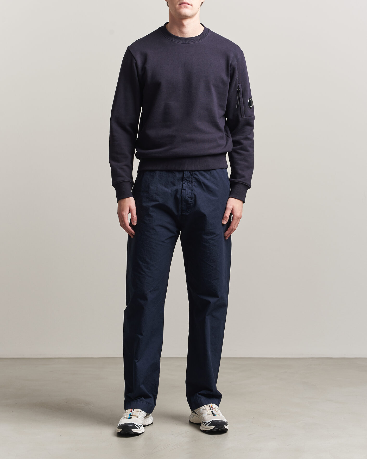 Uomini | Maglieria | C.P. Company | Diagonal Raised Fleece Lens Sweatshirt Navy