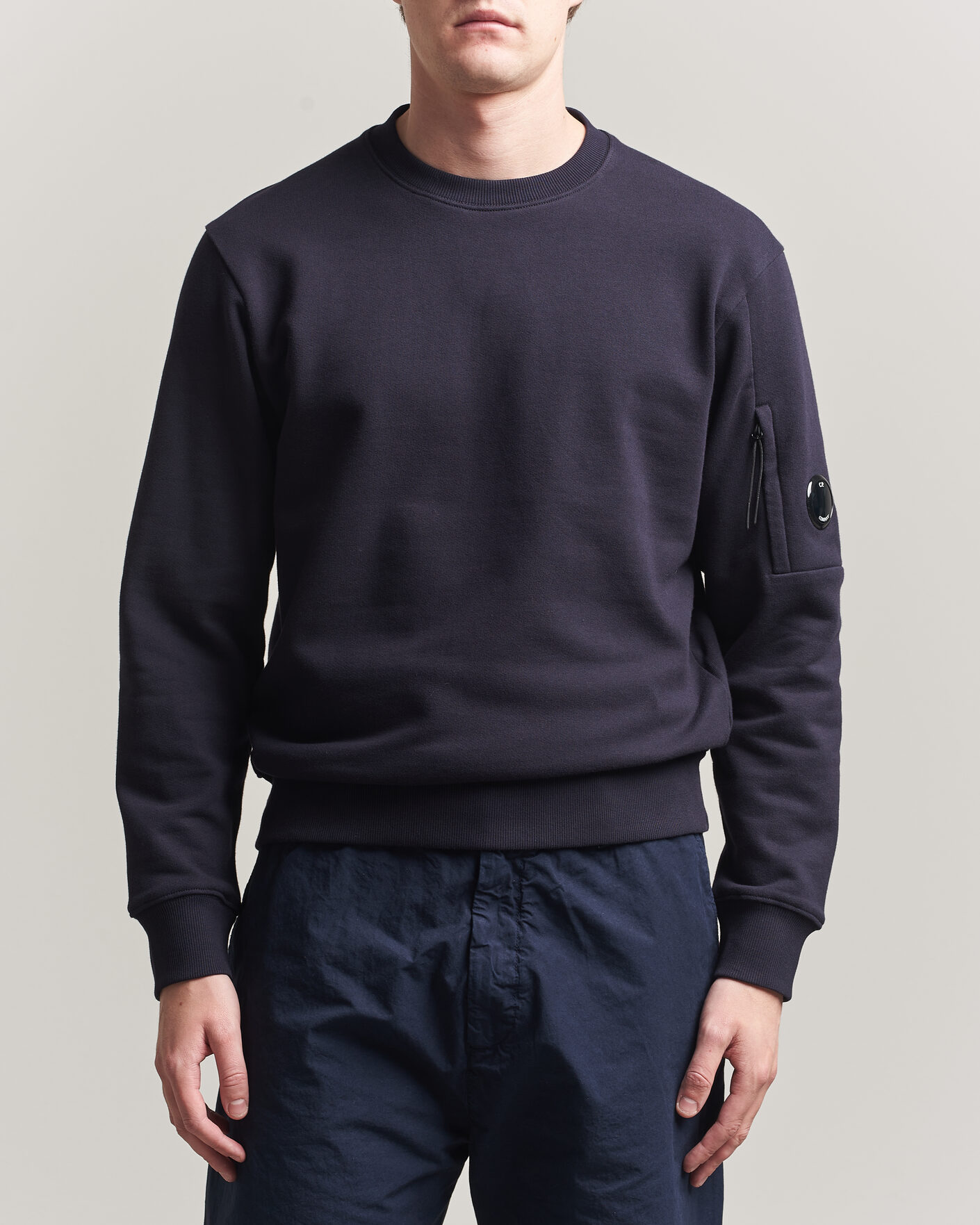 Uomini | Maglieria | C.P. Company | Diagonal Raised Fleece Lens Sweatshirt Navy