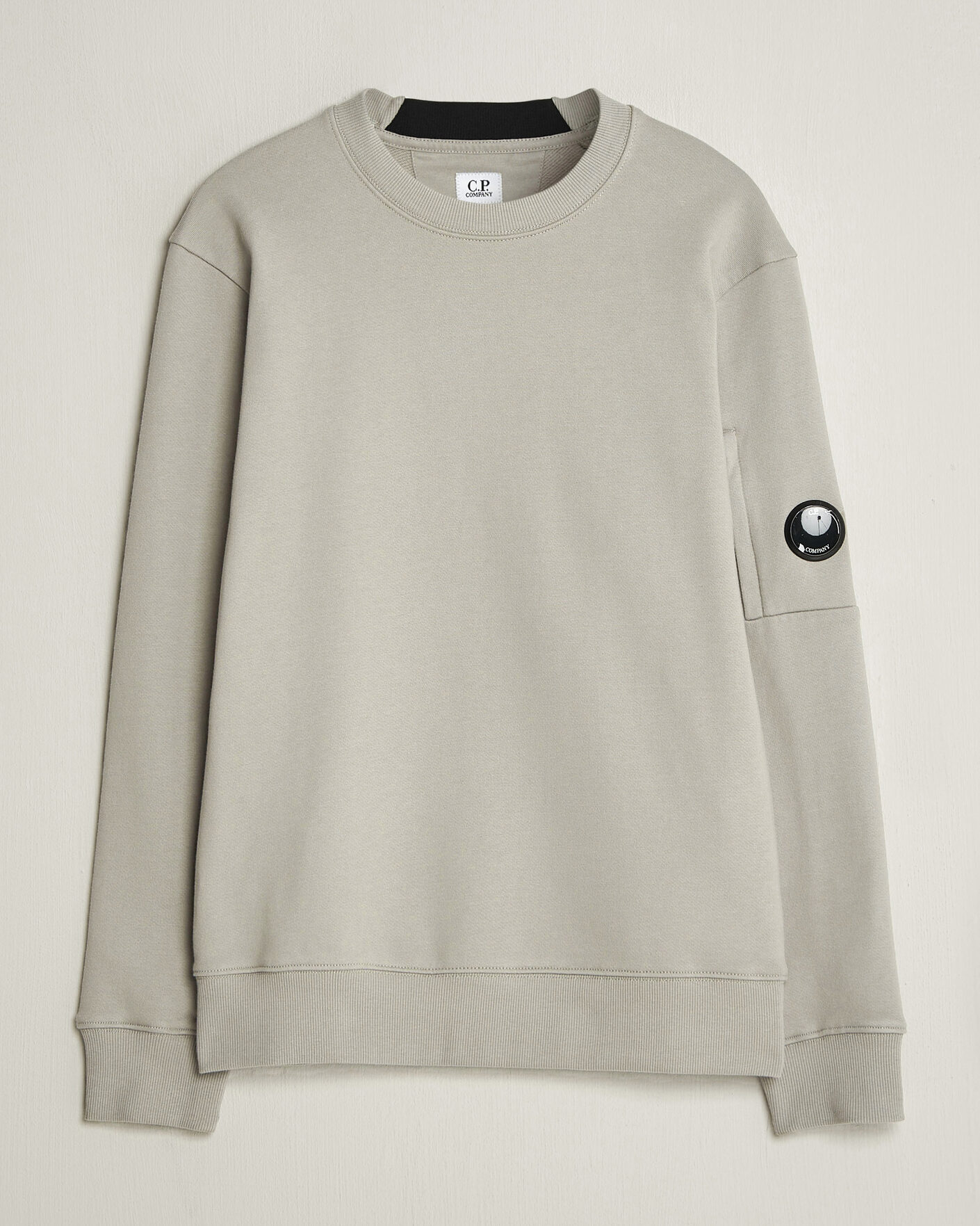 Uomini | Maglieria | C.P. Company | Diagonal Raised Fleece Lens Sweatshirt Light Grey