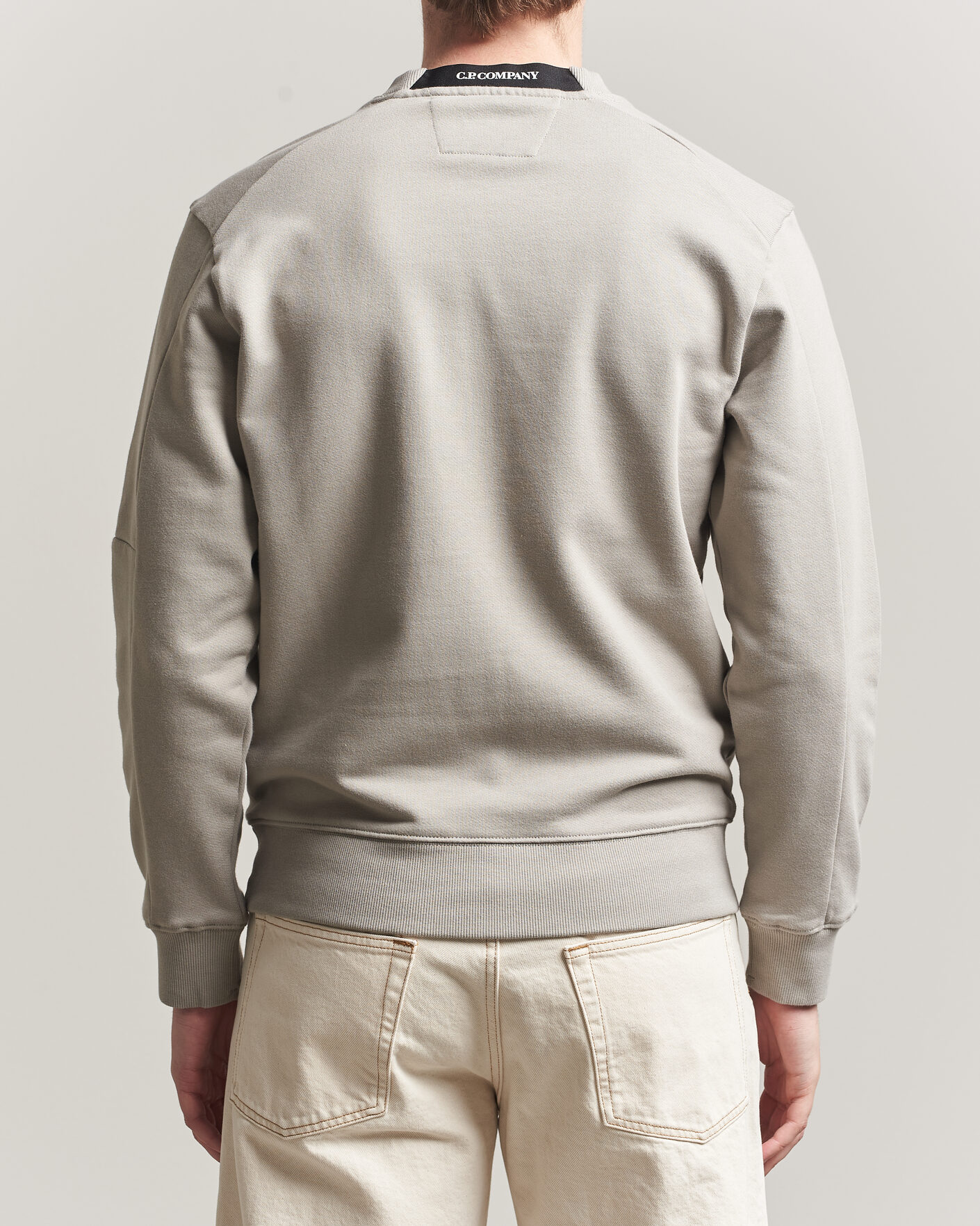 Uomini | Maglieria | C.P. Company | Diagonal Raised Fleece Lens Sweatshirt Light Grey