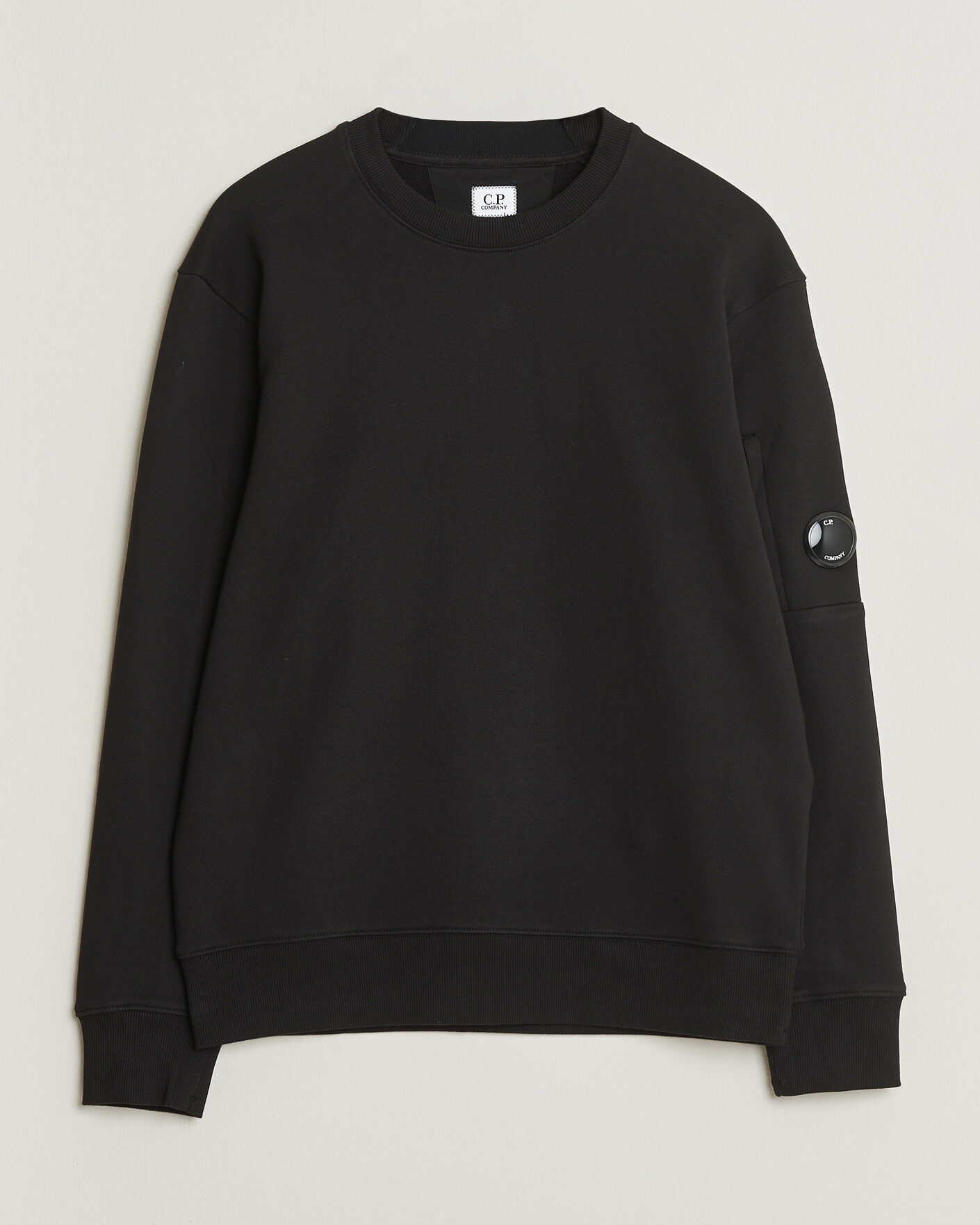 Uomini | Maglieria | C.P. Company | Diagonal Raised Fleece Lens Sweatshirt Black