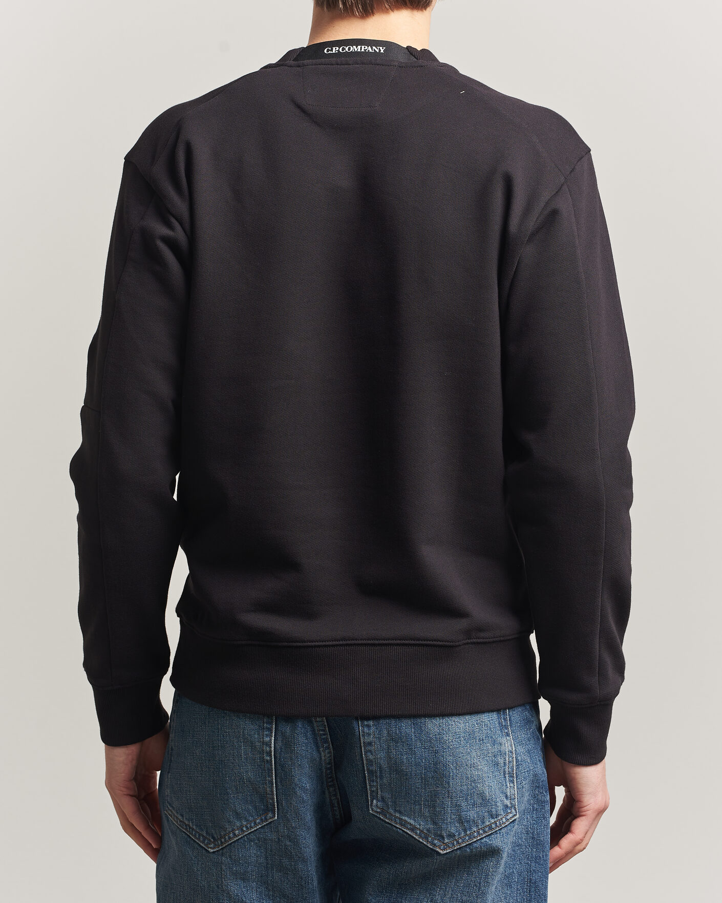 Uomini | Maglieria | C.P. Company | Diagonal Raised Fleece Lens Sweatshirt Black