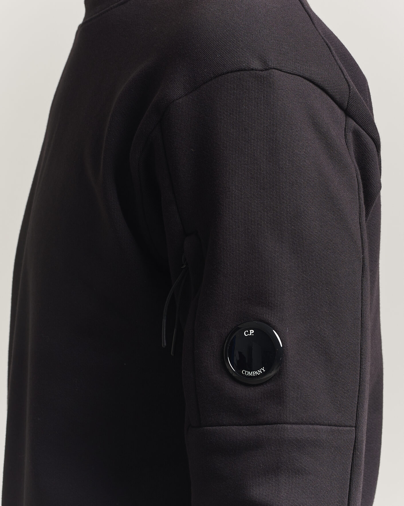 Uomini | Maglieria | C.P. Company | Diagonal Raised Fleece Lens Sweatshirt Black