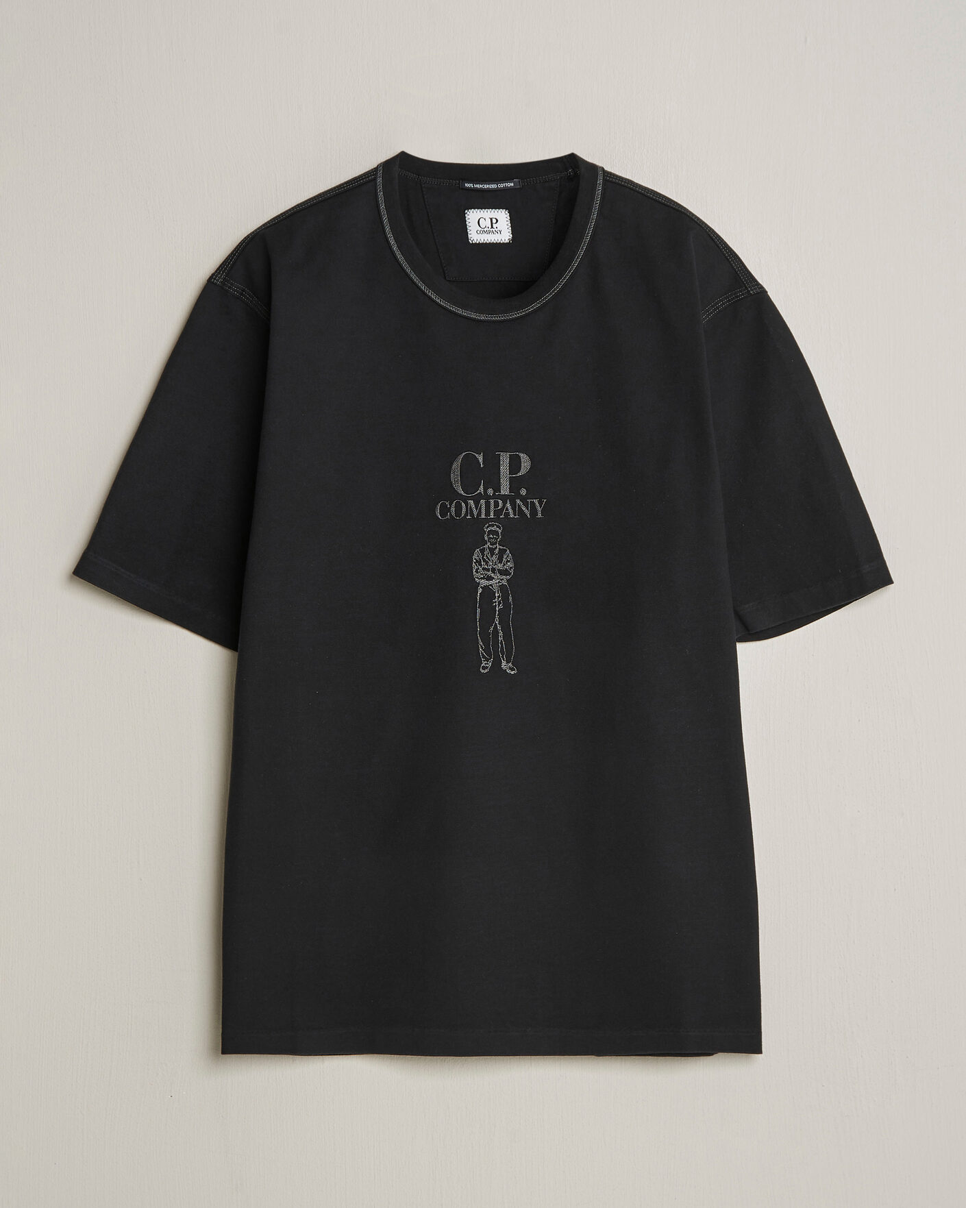 Uomini | T-shirt | C.P. Company | Mercerized Heavy Cotton Chest Logo T-Shirt Black
