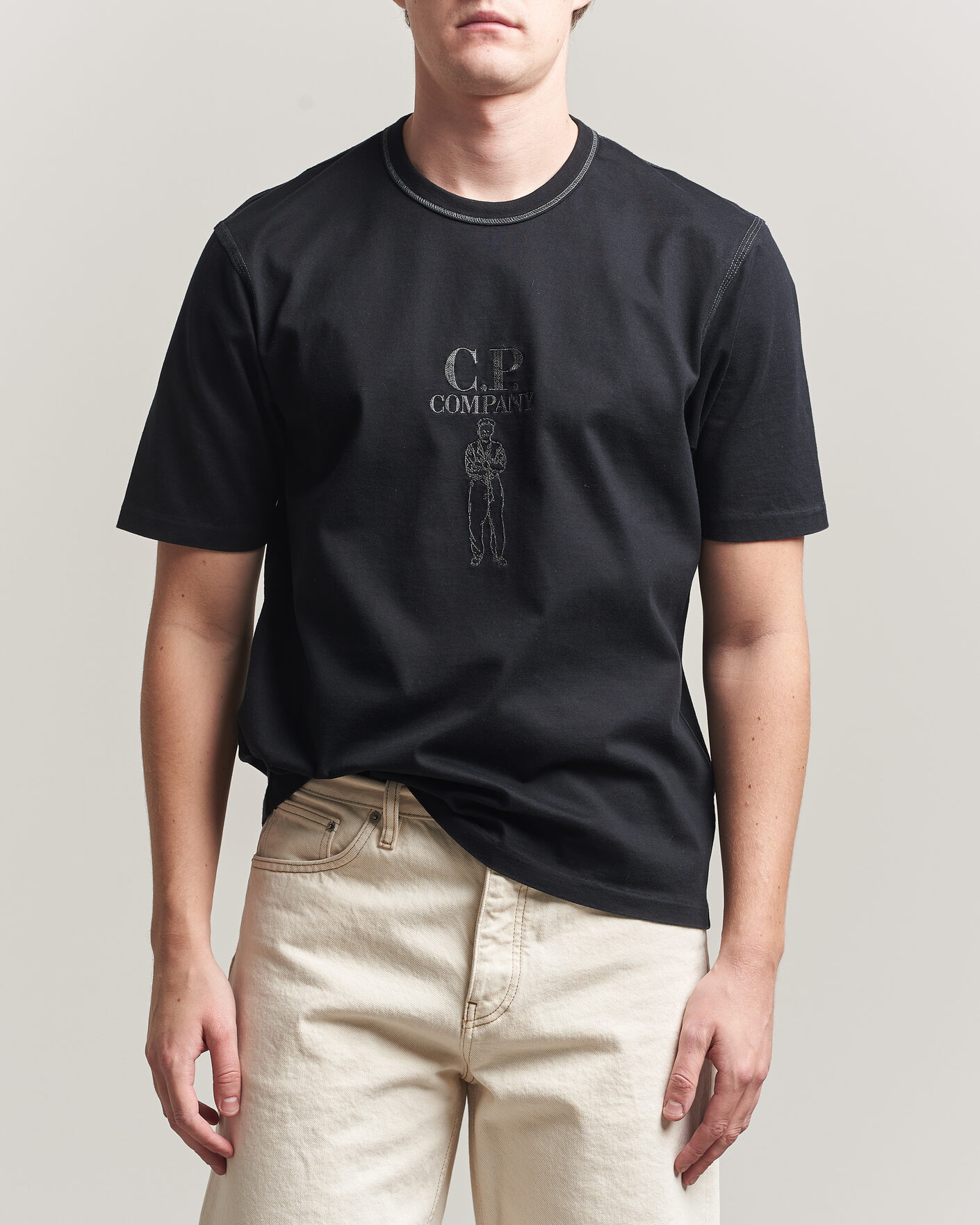 Uomini | T-shirt | C.P. Company | Mercerized Heavy Cotton Chest Logo T-Shirt Black