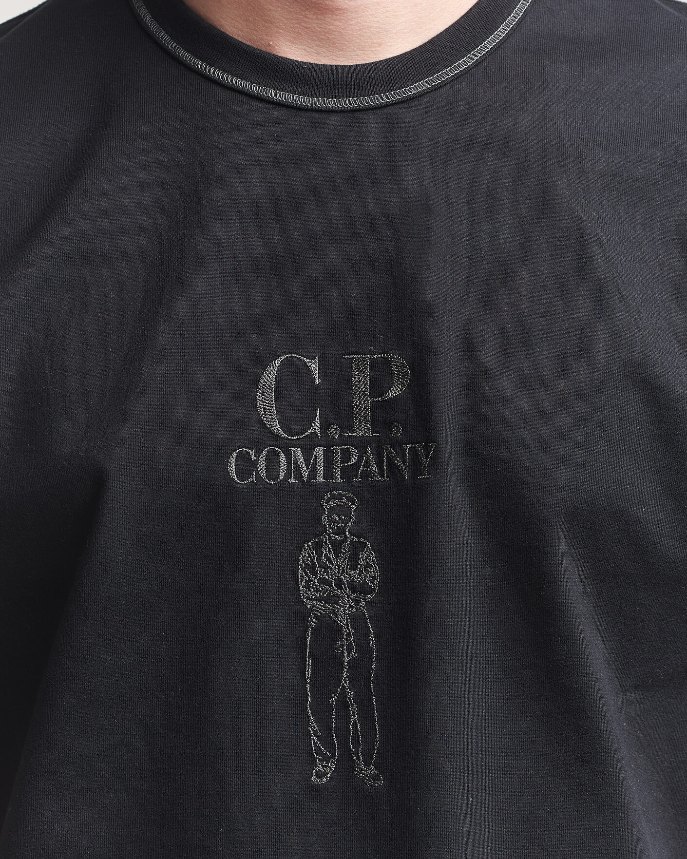 Uomini | T-shirt | C.P. Company | Mercerized Heavy Cotton Chest Logo T-Shirt Black