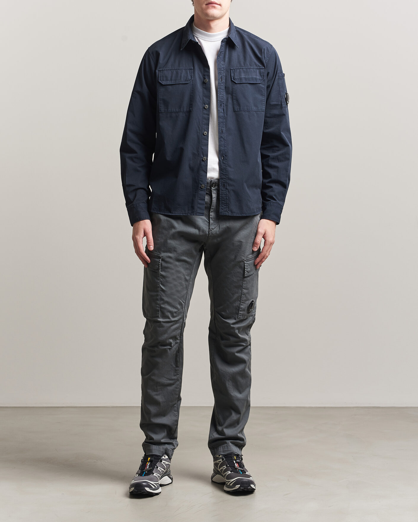 Uomini | Pantaloni | C.P. Company | Satin Stretch Cargo Pants Dark Grey
