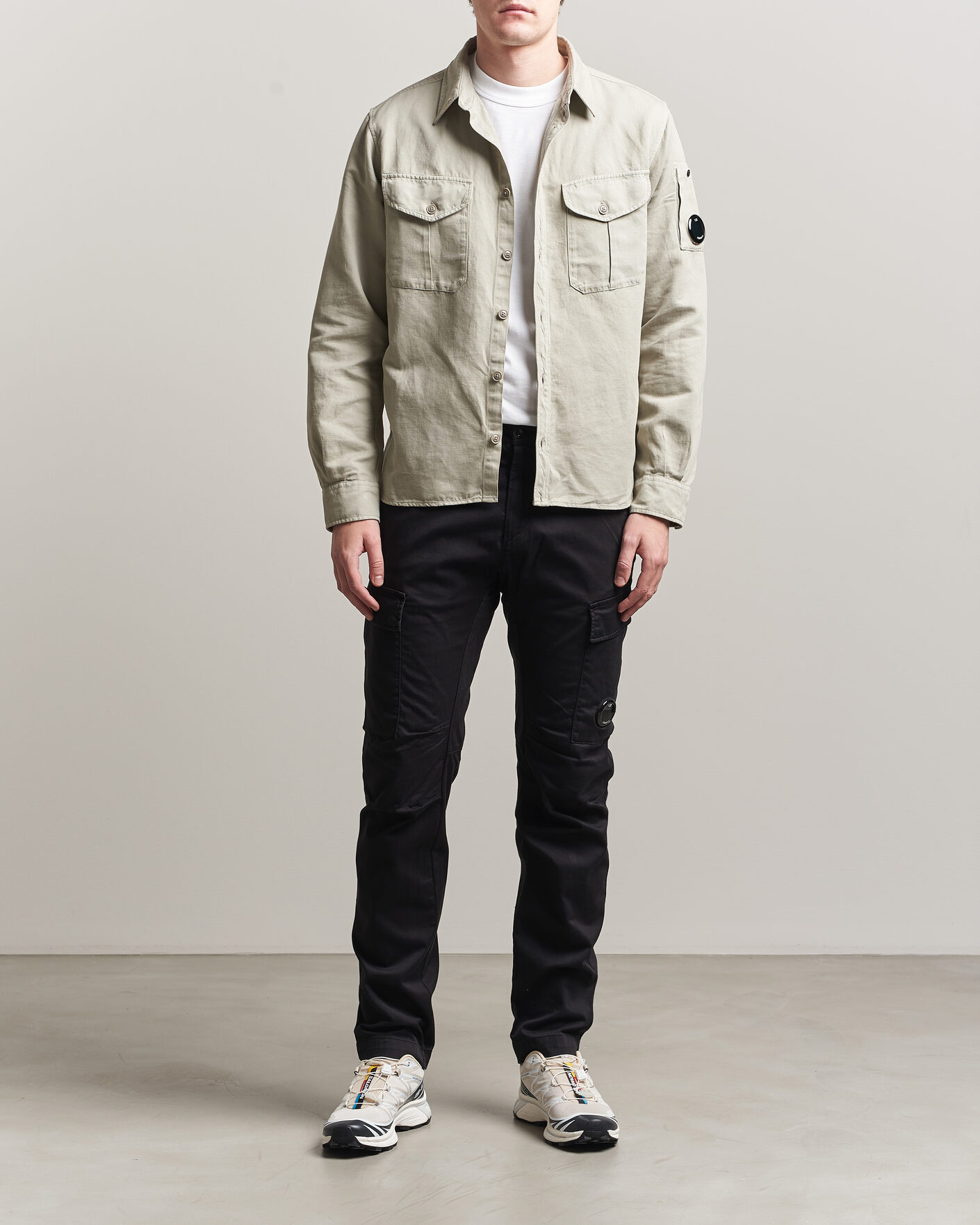 Uomini | Pantaloni | C.P. Company | Satin Stretch Cargo Pants Black