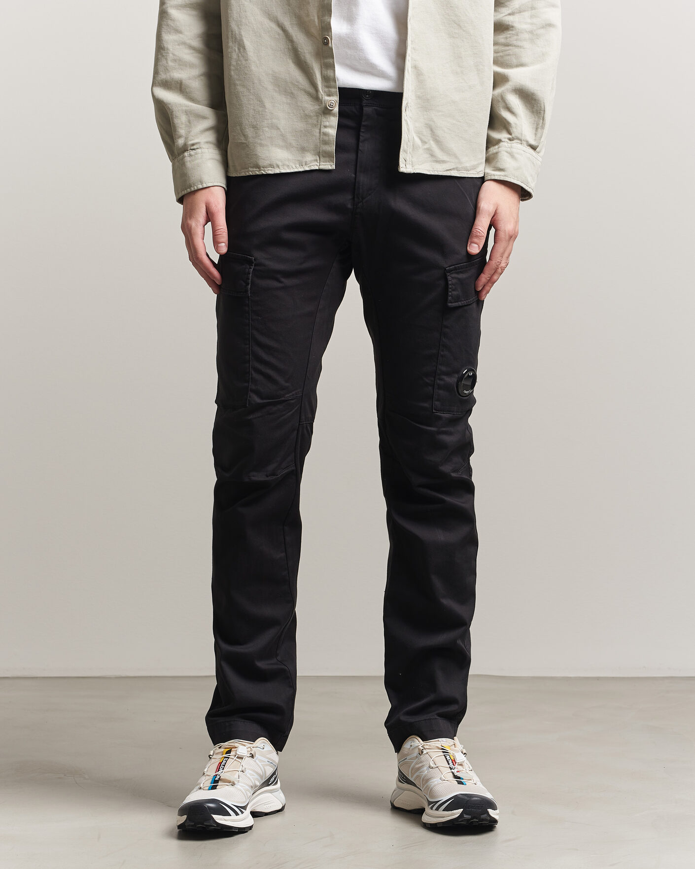 Uomini | Pantaloni | C.P. Company | Satin Stretch Cargo Pants Black