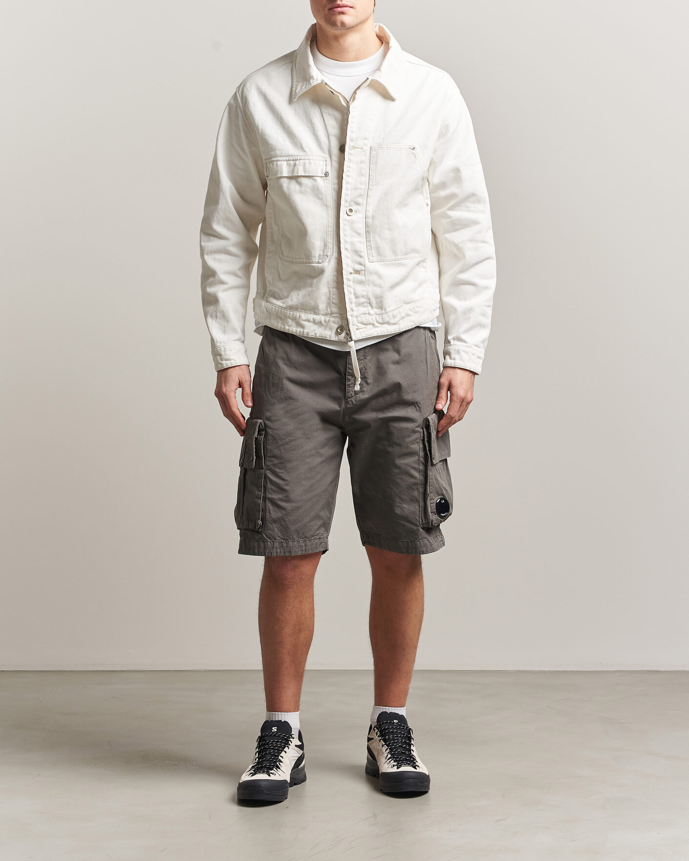 Uomini | Pantaloncini | C.P. Company | Cotton Gabardine Cargo Shorts Washed Black