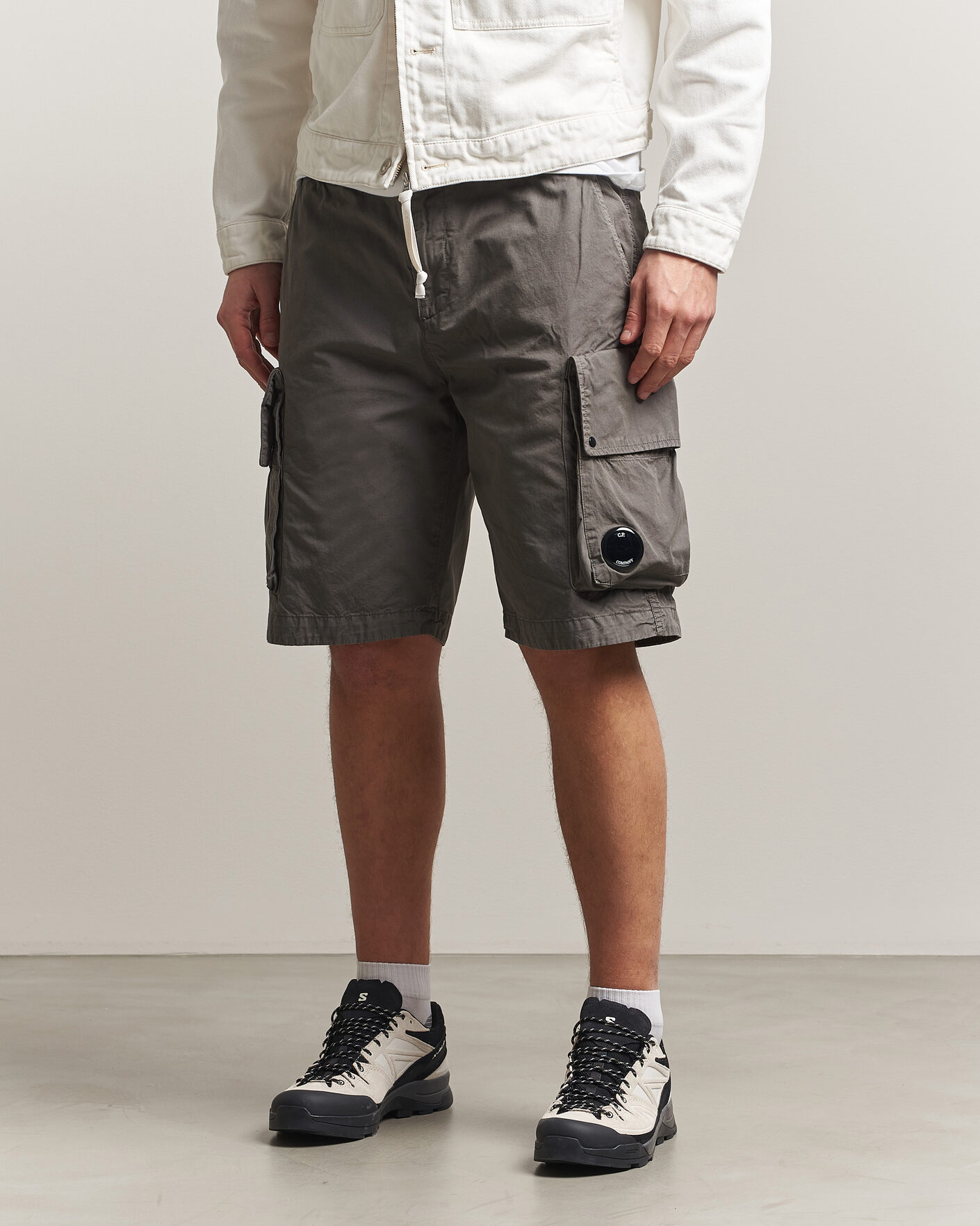 Uomini | Pantaloncini | C.P. Company | Cotton Gabardine Cargo Shorts Washed Black