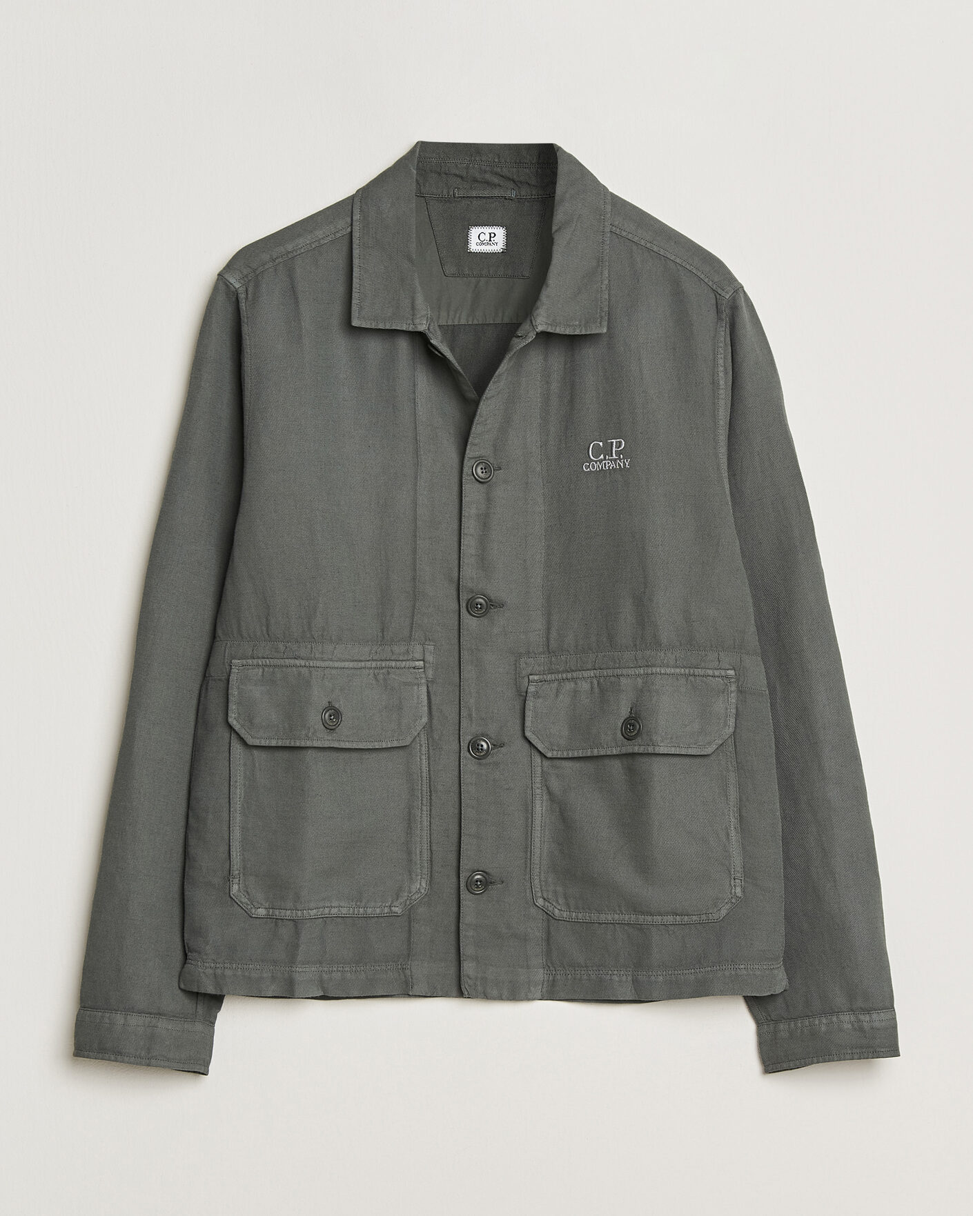 Uomini | Camicie | C.P. Company | Broken Twill Linen/Cotton Overshirt Olive