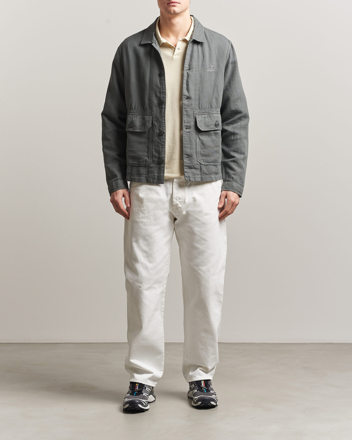 Uomini | Camicie | C.P. Company | Broken Twill Linen/Cotton Overshirt Olive
