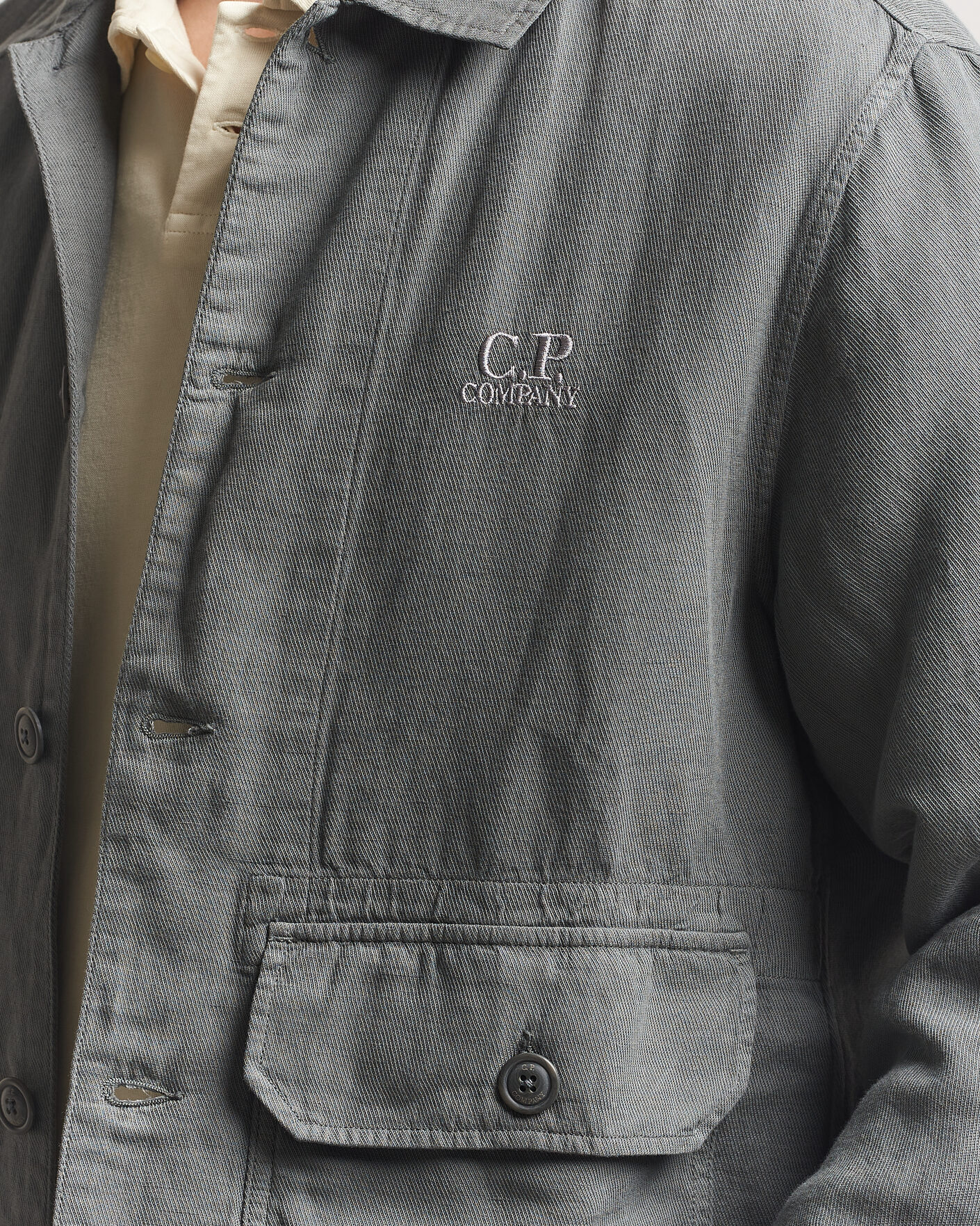 Uomini | Camicie | C.P. Company | Broken Twill Linen/Cotton Overshirt Olive