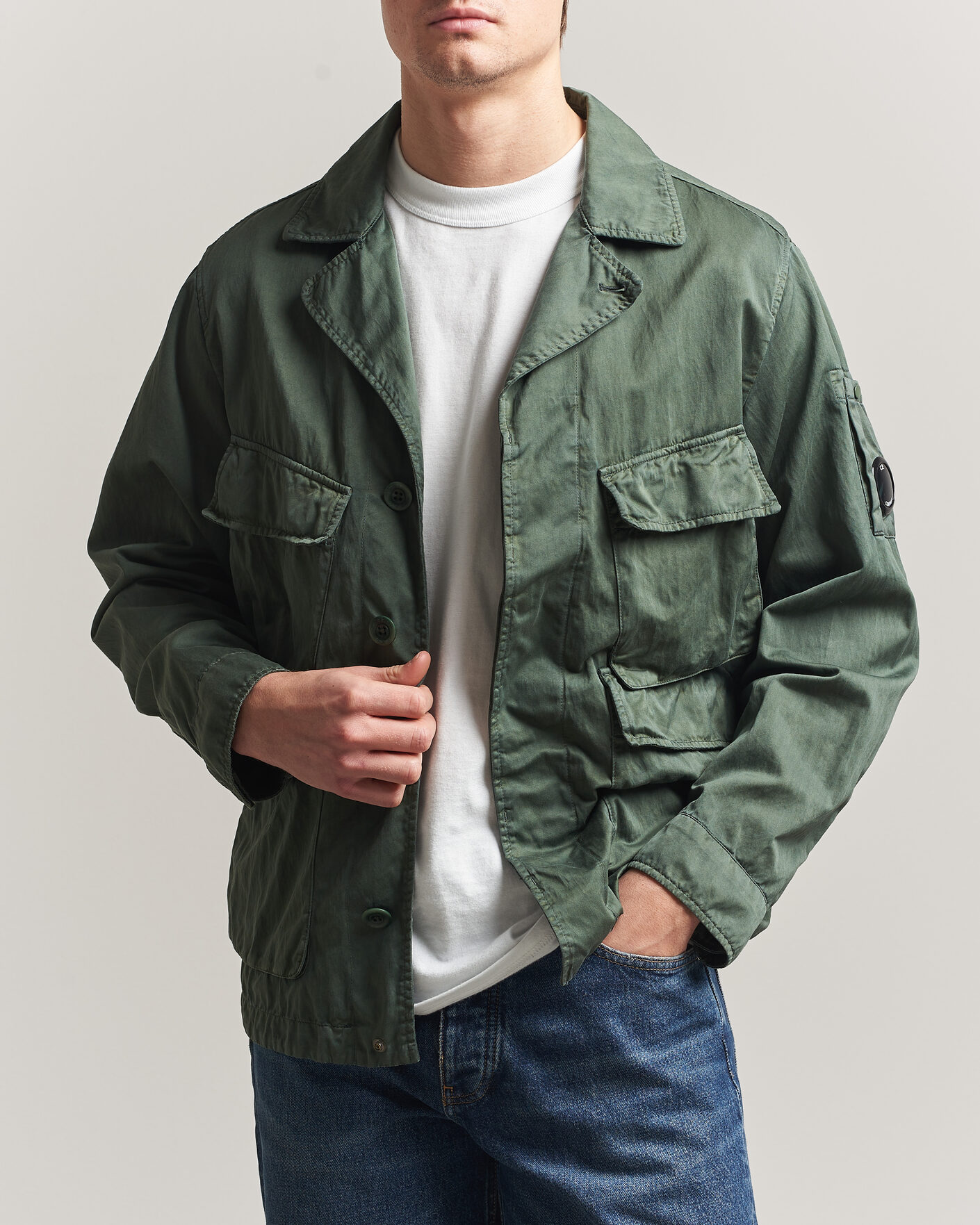 Uomini | Giacche | C.P. Company | Raso Cinque Cotton Nylon Jungle Jacket Dark Green