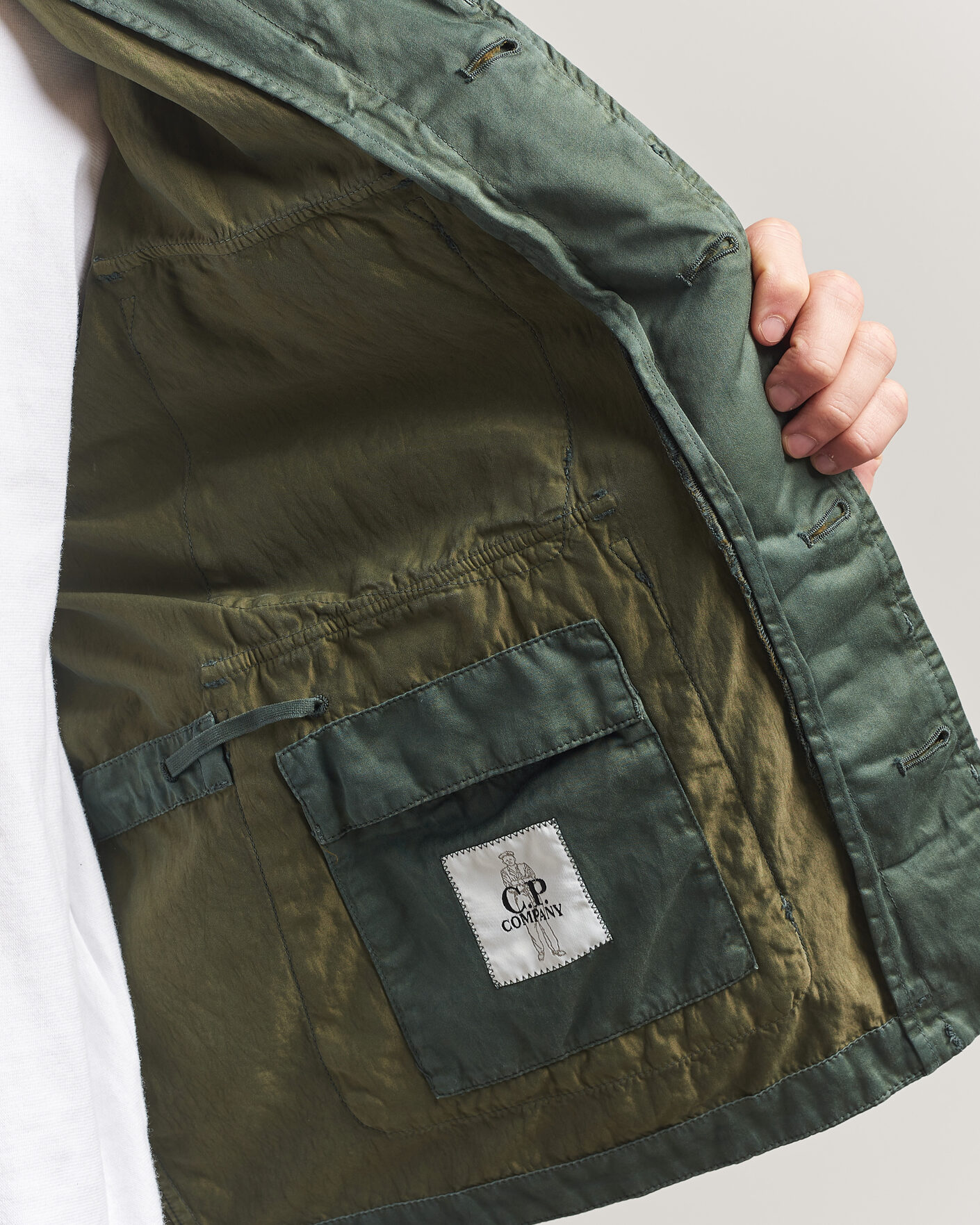 Uomini | Giacche | C.P. Company | Raso Cinque Cotton Nylon Jungle Jacket Dark Green