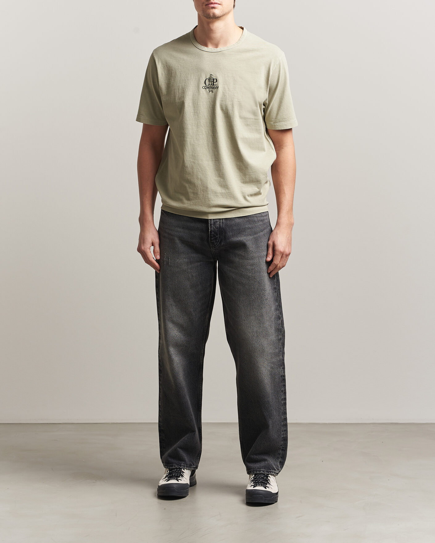 Uomini | T-shirt | C.P. Company | Back Printed Cotton T-Shirt Washed Green