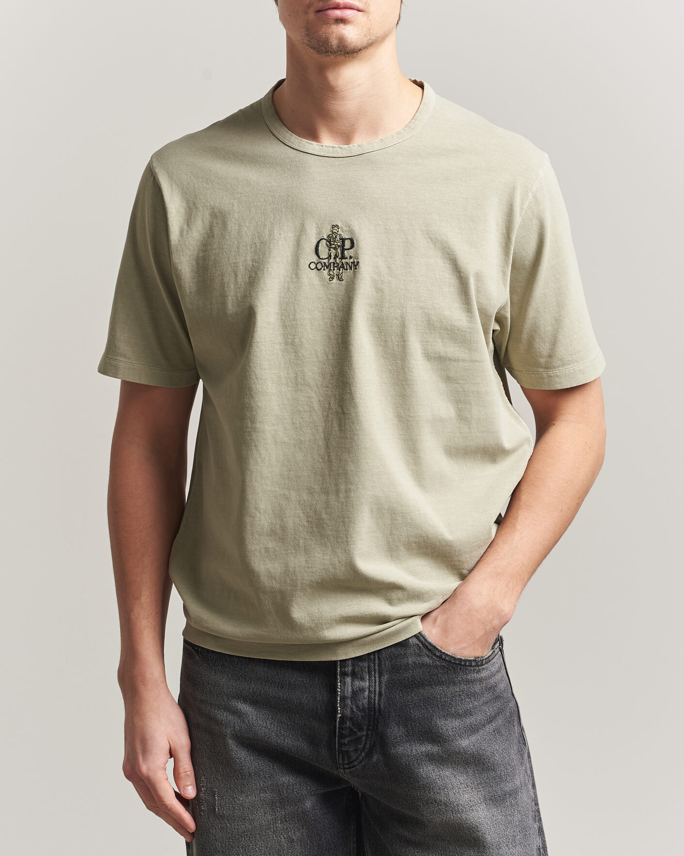 Uomini | T-shirt | C.P. Company | Back Printed Cotton T-Shirt Washed Green