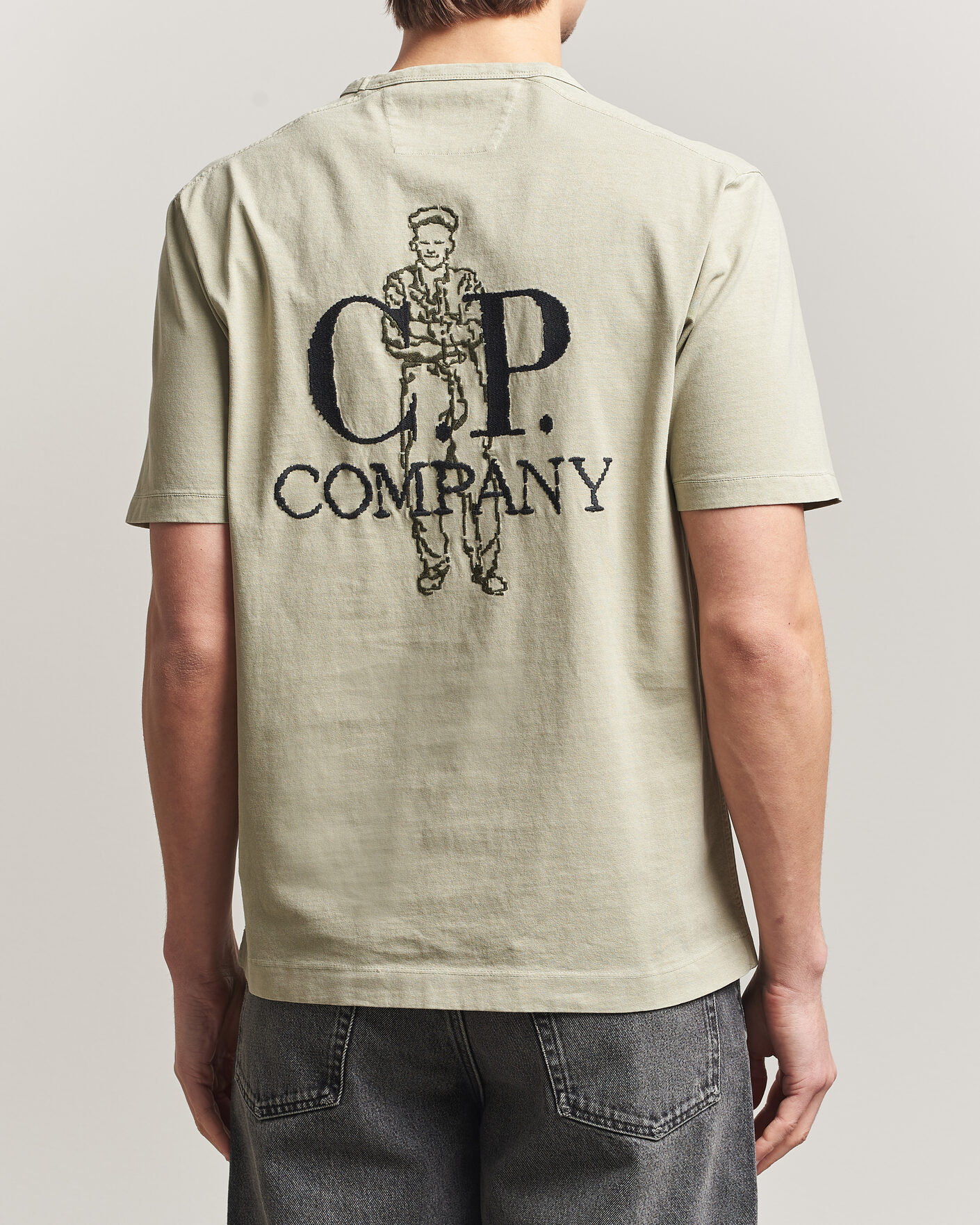Uomini | T-shirt | C.P. Company | Back Printed Cotton T-Shirt Washed Green
