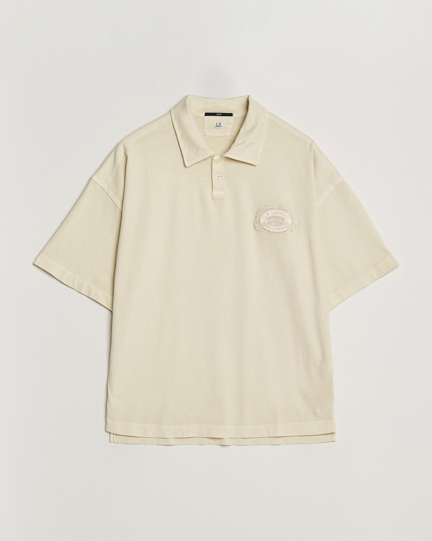 Uomini | Polo | C.P. Company | Boxy Fit Cotton Logo Polo Cream