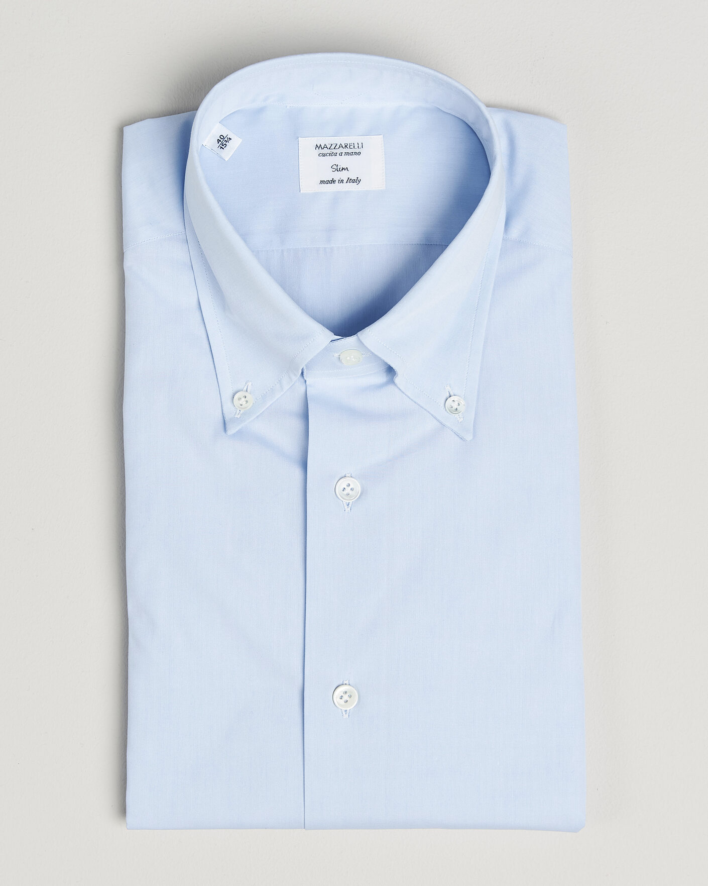 Uomini | Camicie | Mazzarelli | Soft Cotton Button Down Shirt Light Blue