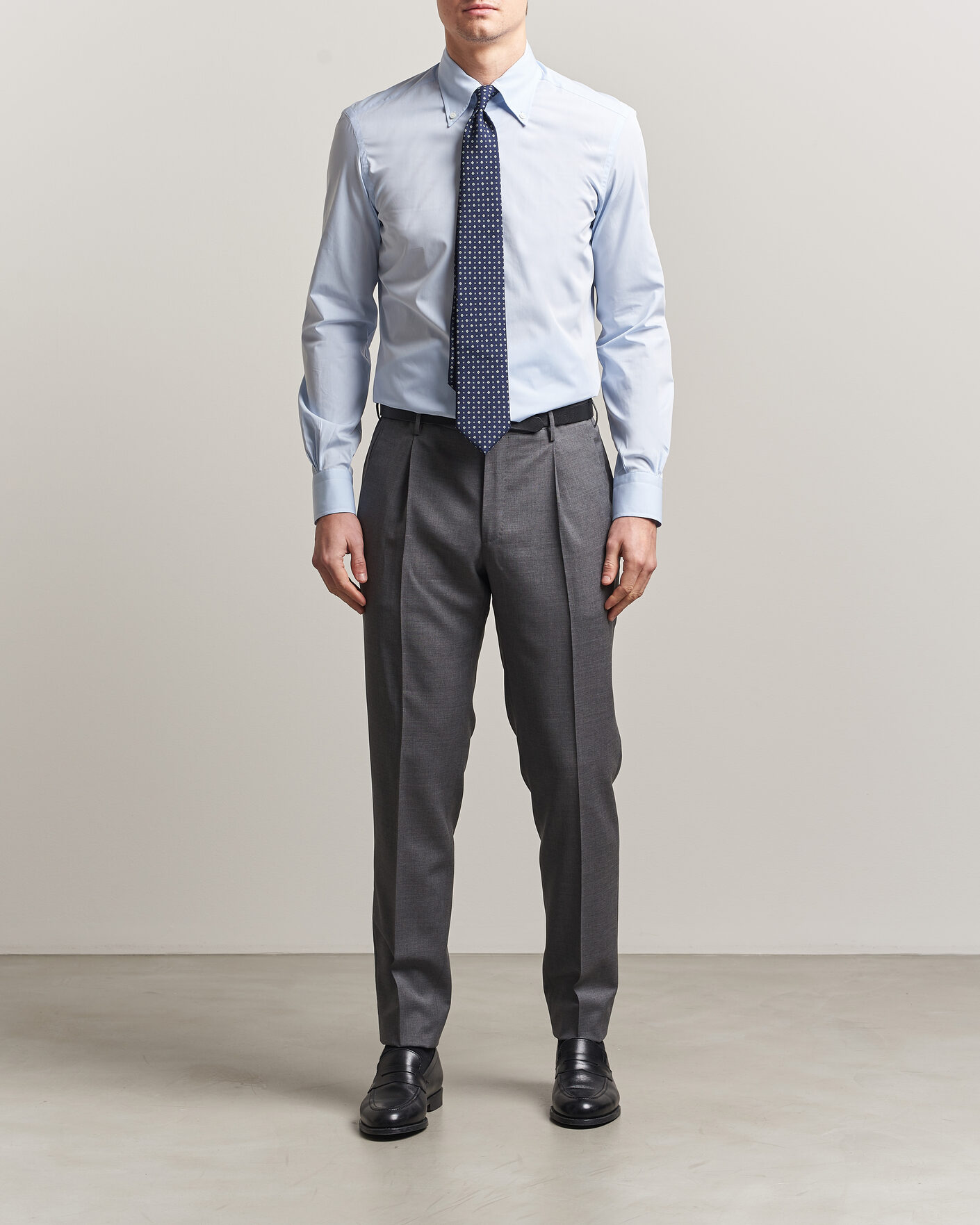 Uomini | Camicie | Mazzarelli | Soft Cotton Button Down Shirt Light Blue