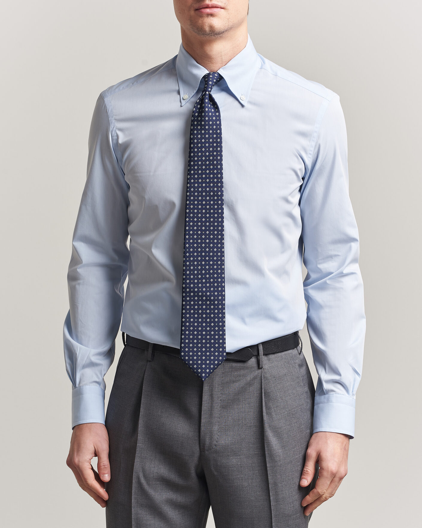 Uomini | Camicie | Mazzarelli | Soft Cotton Button Down Shirt Light Blue