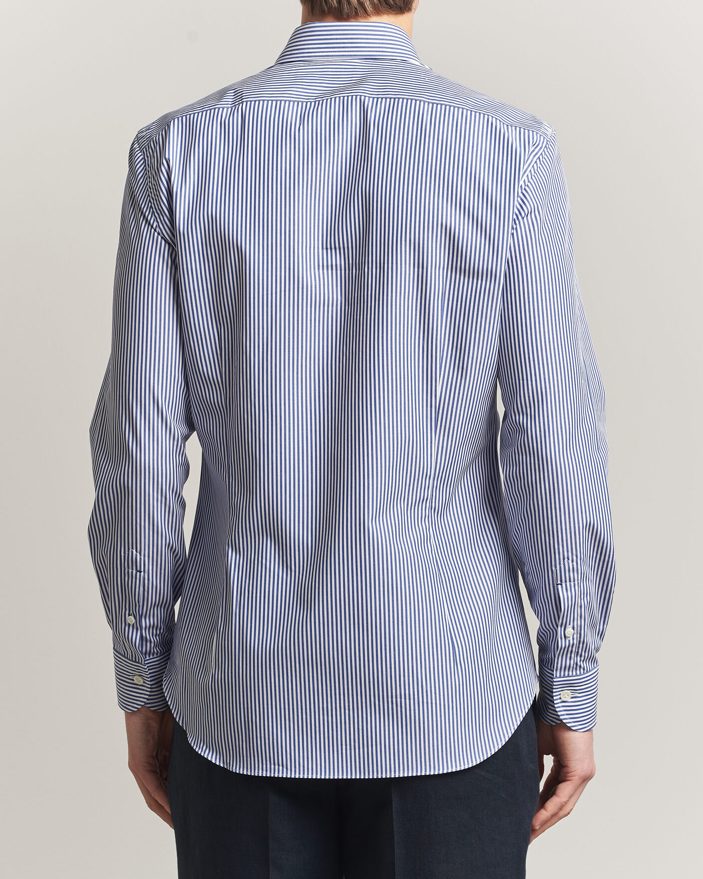 Uomini | Camicie | Mazzarelli | Soft Cotton Button Down Shirt Blue Stripe