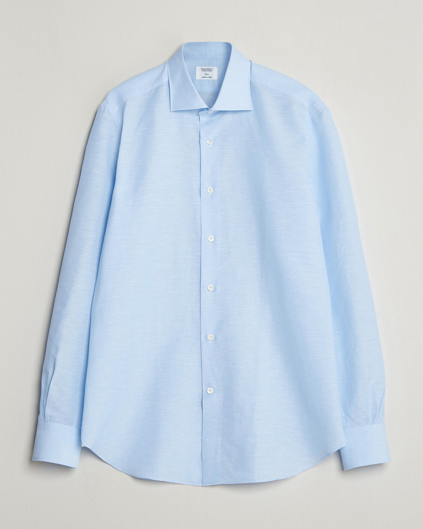 Uomini | Camicie | Mazzarelli | Soft Cotton/Linen Shirt Light Blue