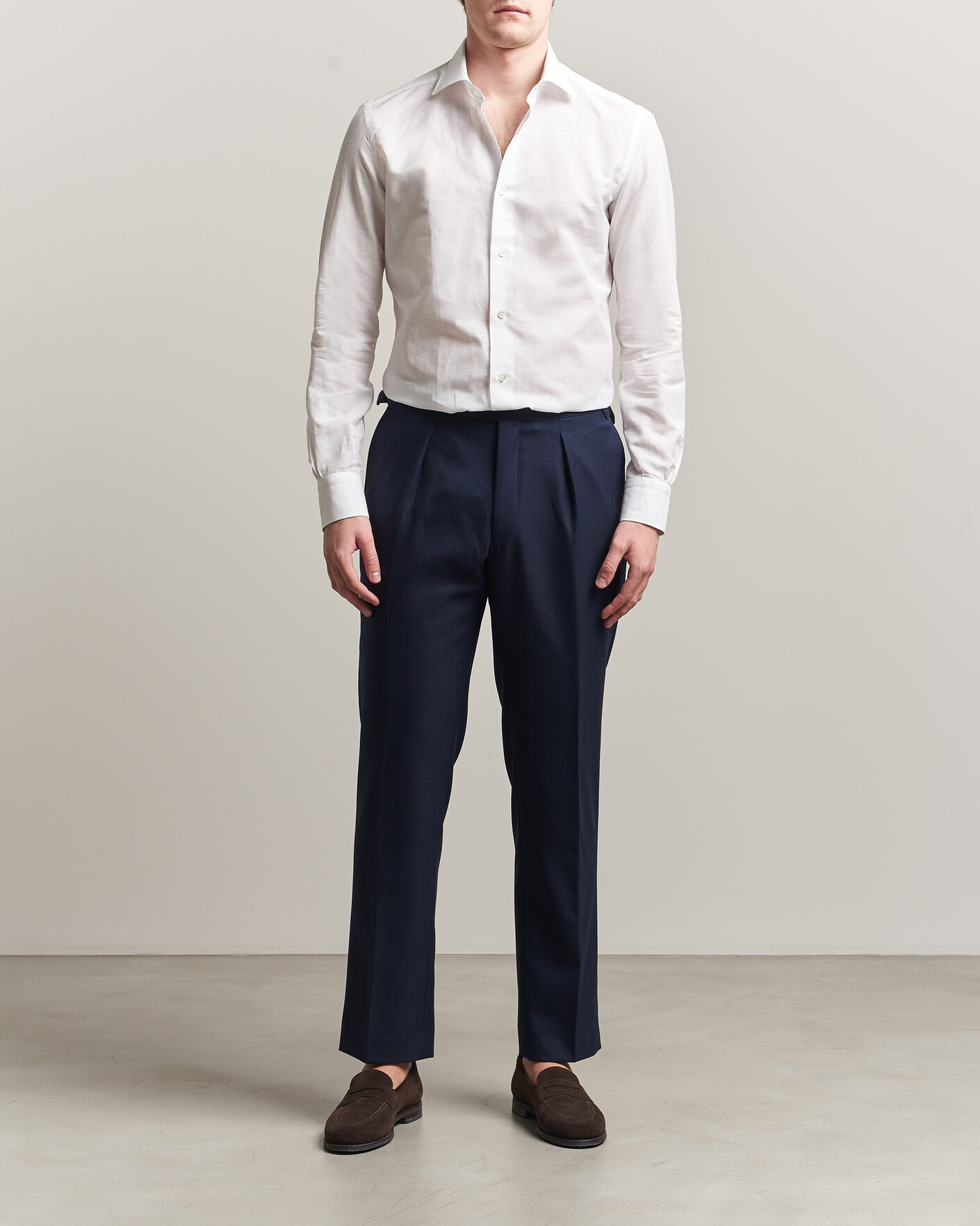Uomini | Camicie | Mazzarelli | Soft Cotton/Linen Shirt White