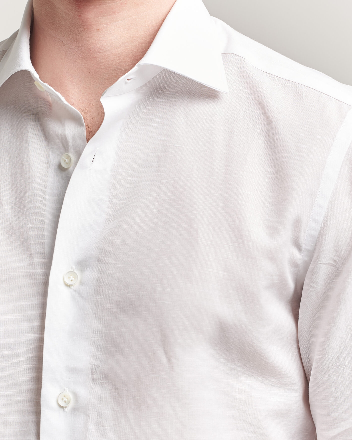 Uomini | Camicie | Mazzarelli | Soft Cotton/Linen Shirt White