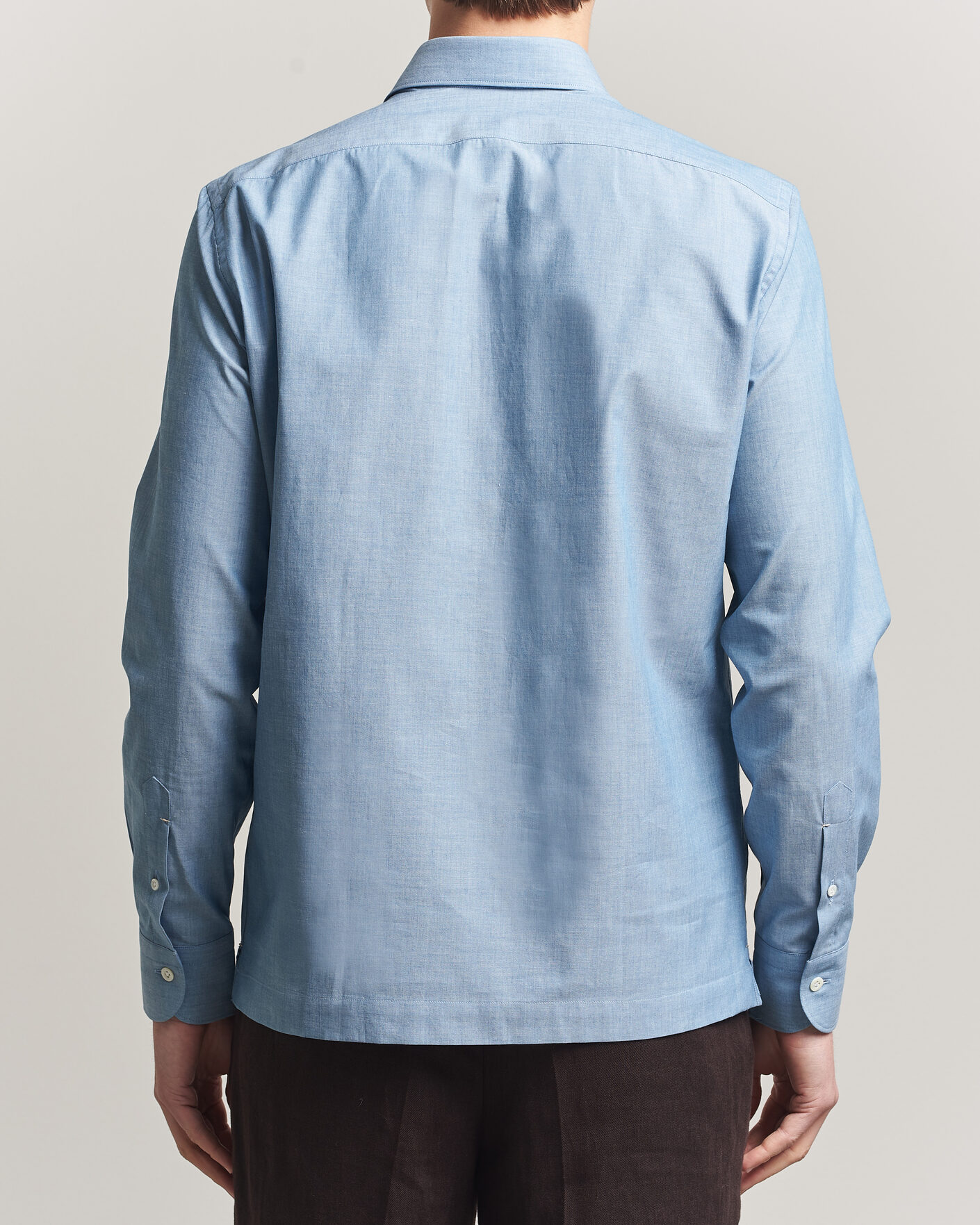 Uomini | Camicie | Mazzarelli | Soft Cotton Denim Popover Shirt Blue