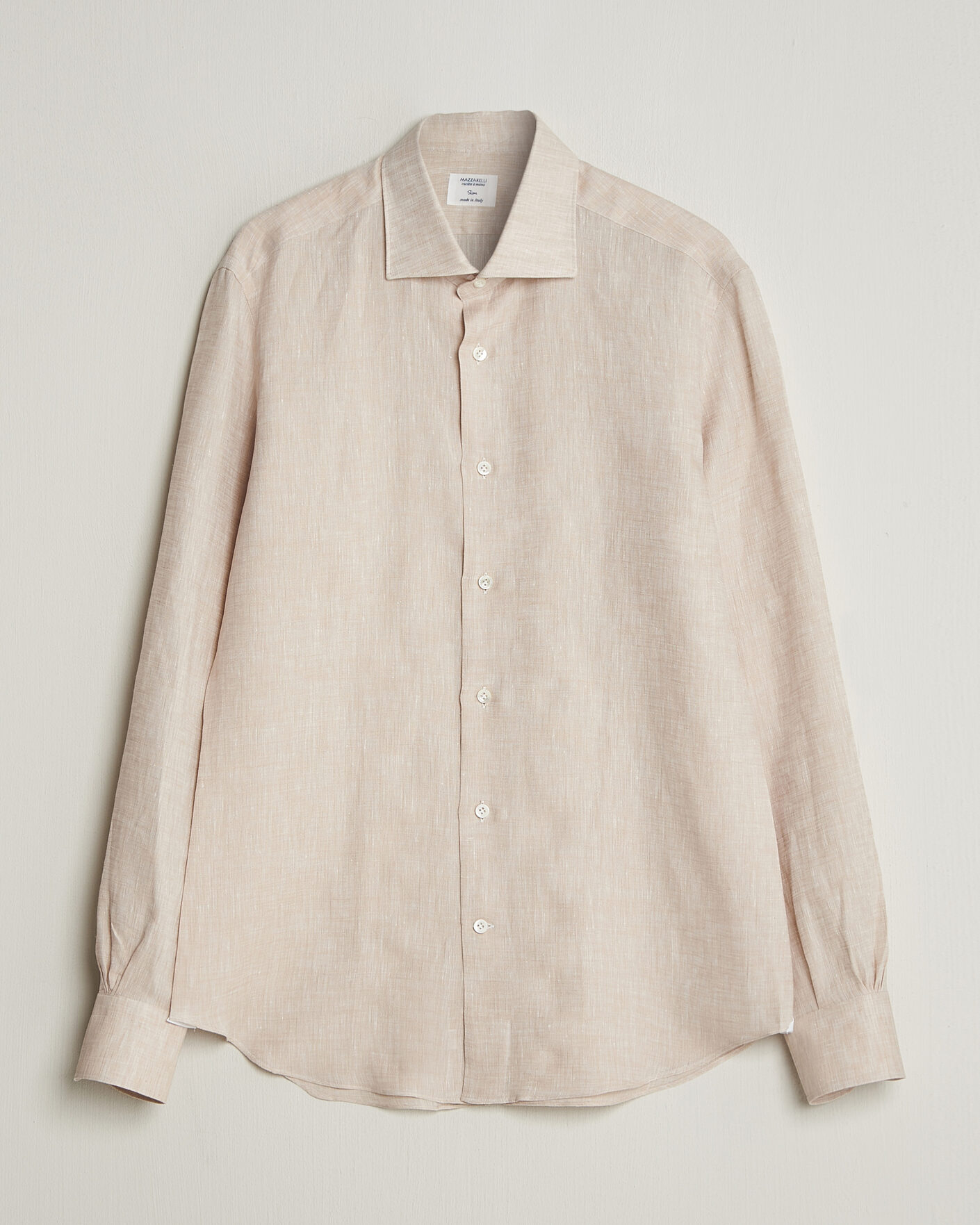 Uomini | Camicie | Mazzarelli | Soft Linen Shirt Beige