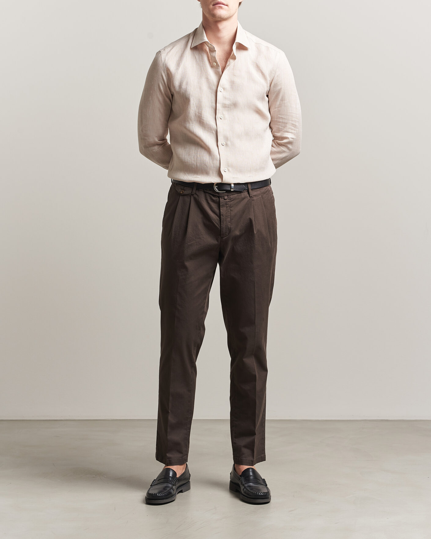 Uomini | Camicie | Mazzarelli | Soft Linen Shirt Beige