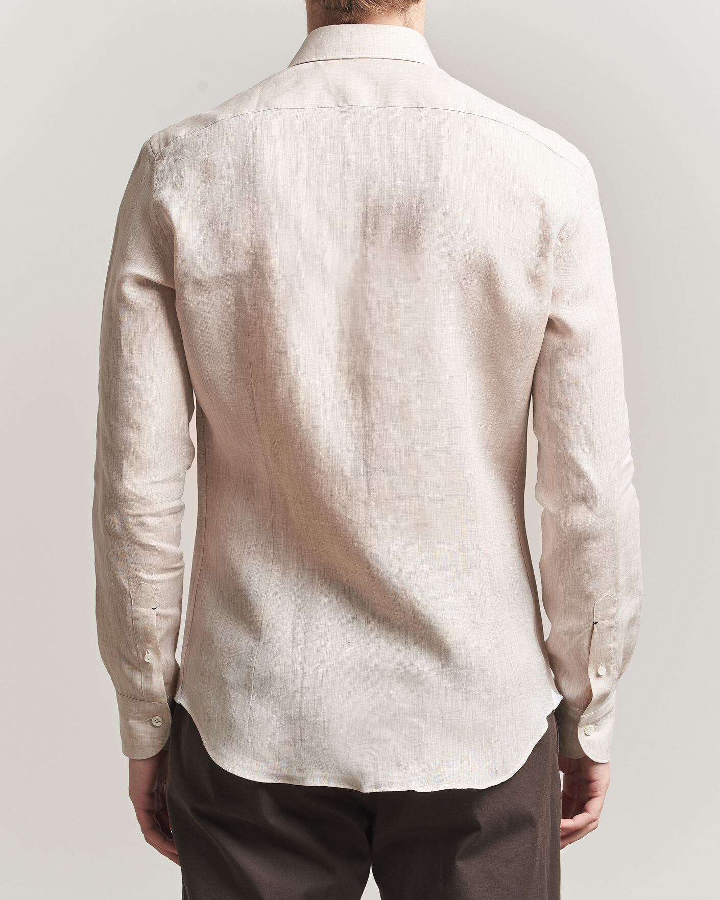 Uomini | Camicie | Mazzarelli | Soft Linen Shirt Beige