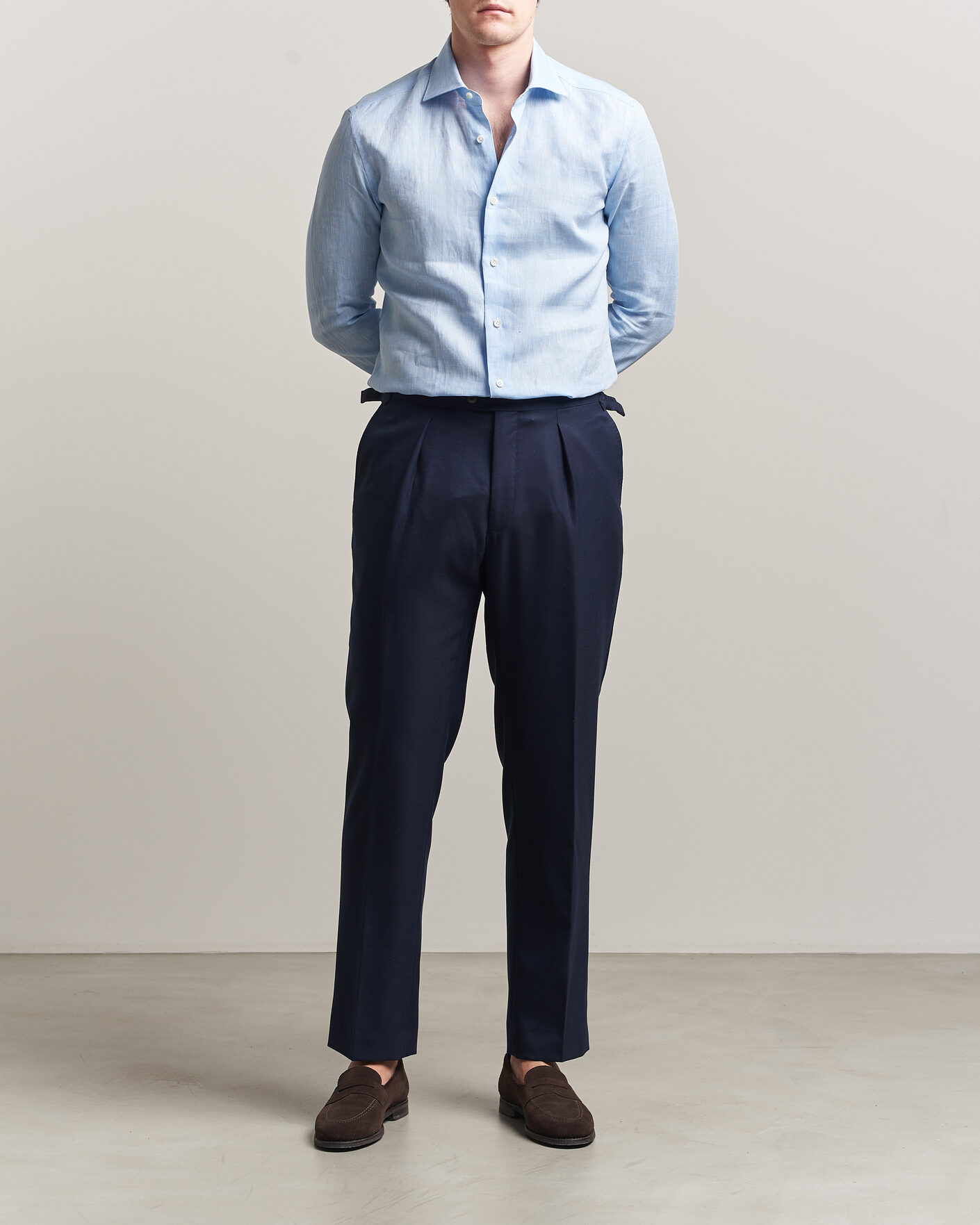 Uomini | Camicie | Mazzarelli | Soft Linen Shirt Light Blue