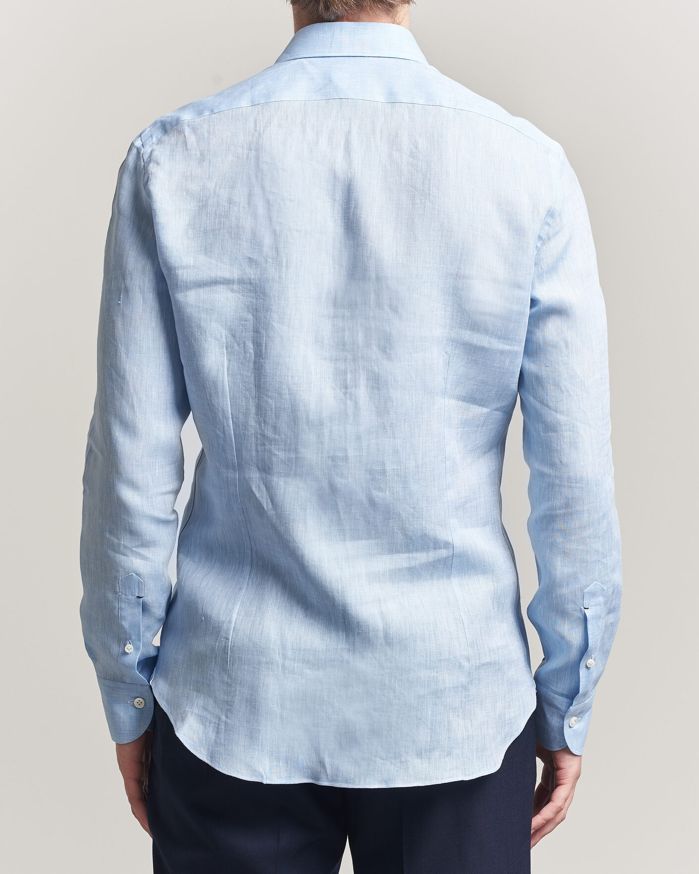 Uomini | Camicie | Mazzarelli | Soft Linen Shirt Light Blue
