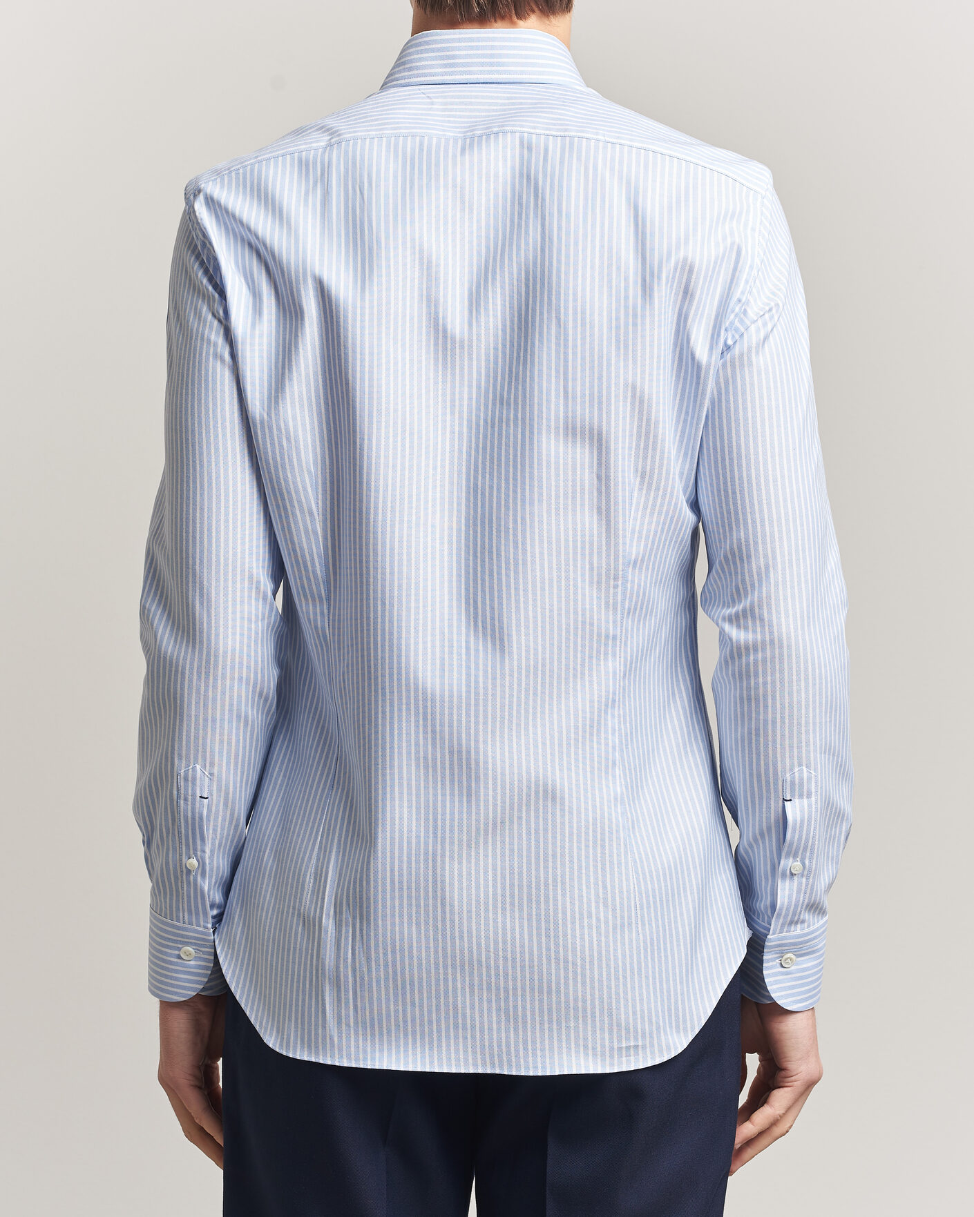 Uomini | Camicie | Mazzarelli | Soft Oxford Button Down Shirt Light Blue Stripe